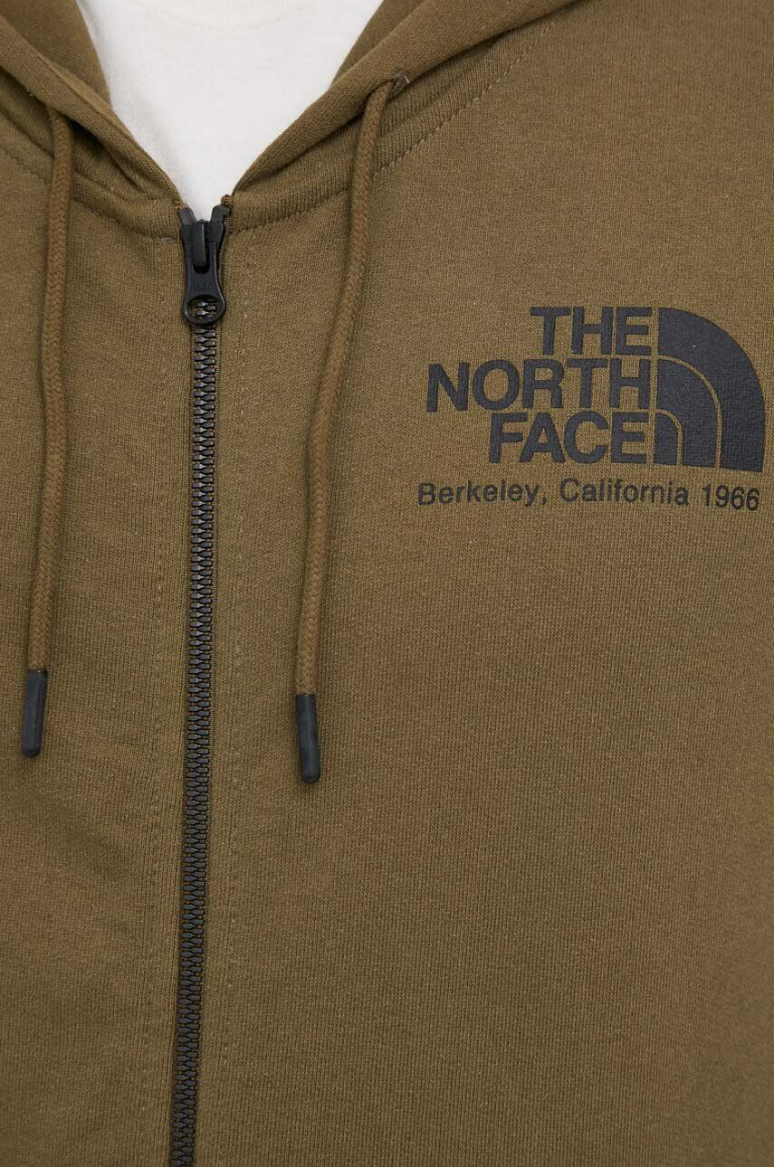 The North Face Bavlněná mikina pánská zelená barva s kapucí s potiskem - Pepit.cz