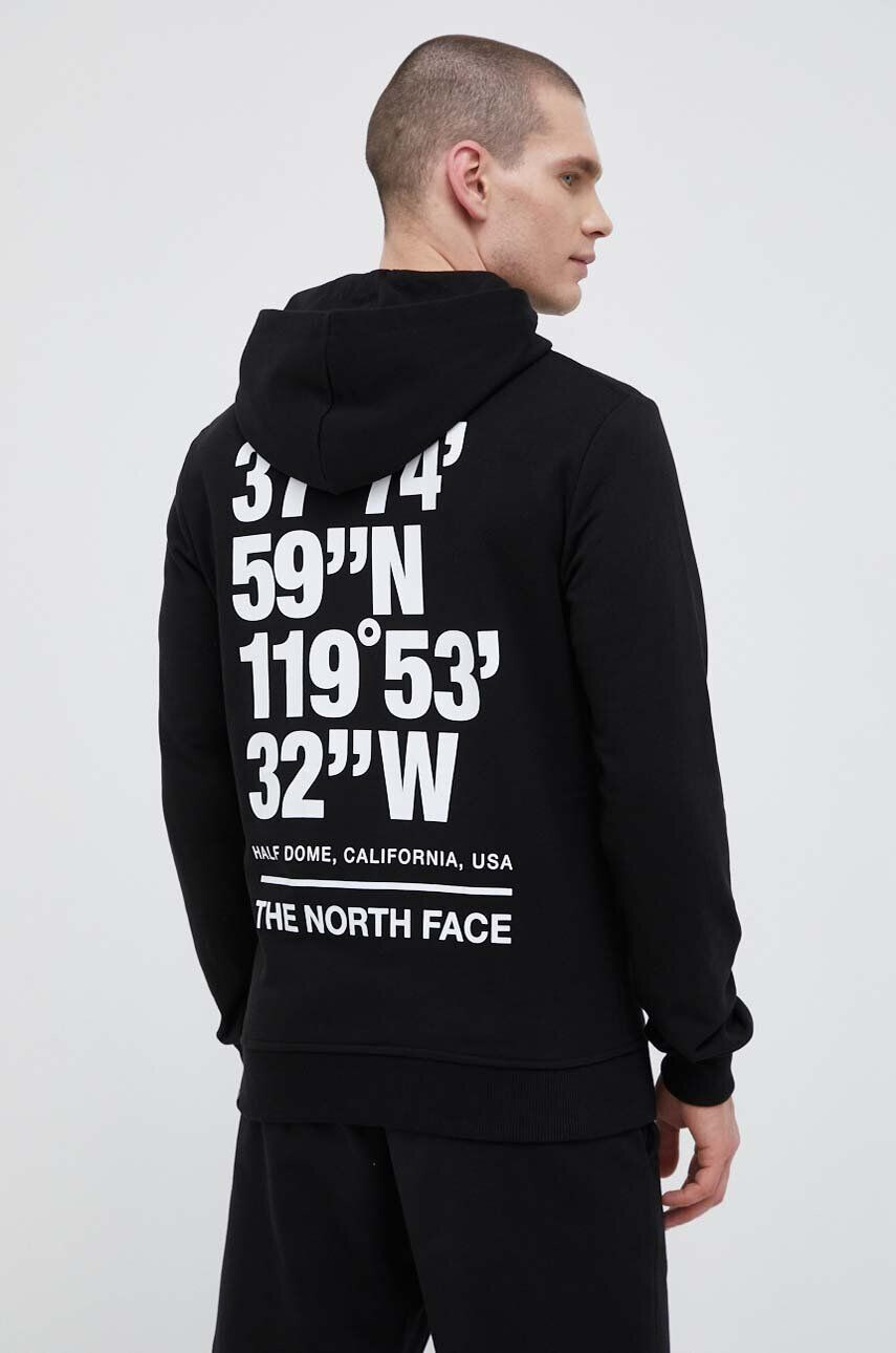 The North Face Bavlněná mikina pánská černá barva s kapucí s potiskem - Pepit.cz