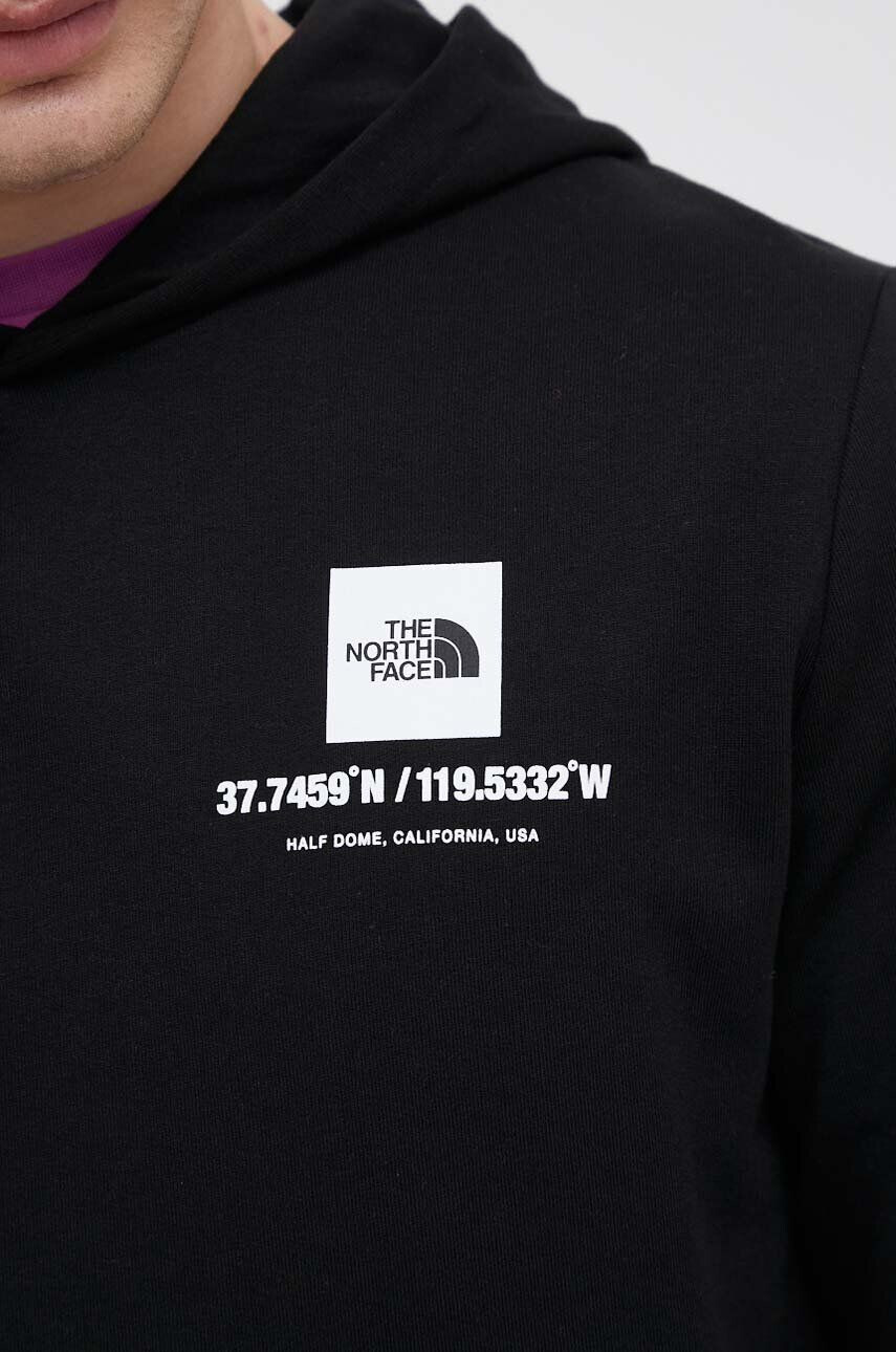 The North Face Bavlněná mikina pánská černá barva s kapucí s potiskem - Pepit.cz