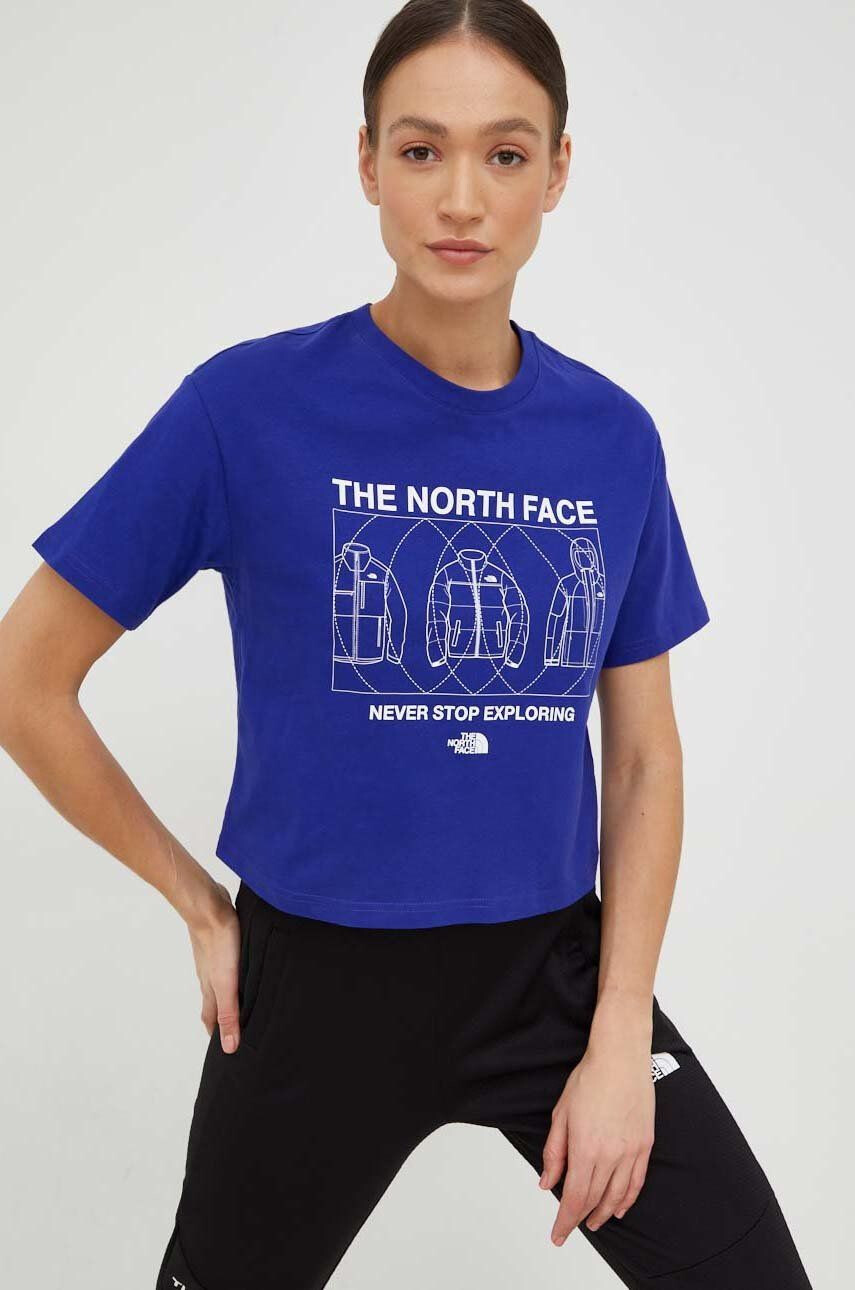 The North Face Bavlněné tričko fialová barva s potiskem - Pepit.cz