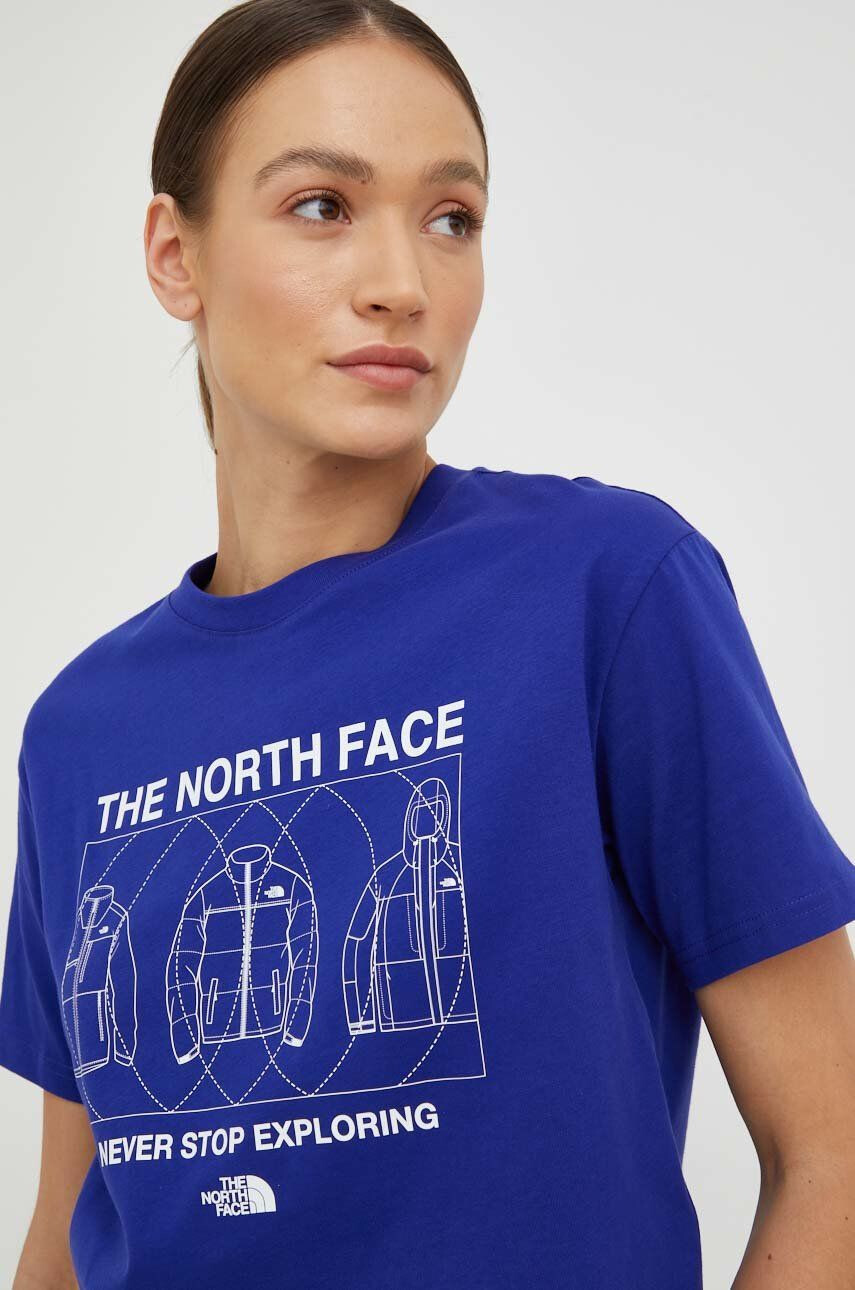 The North Face Bavlněné tričko fialová barva s potiskem - Pepit.cz