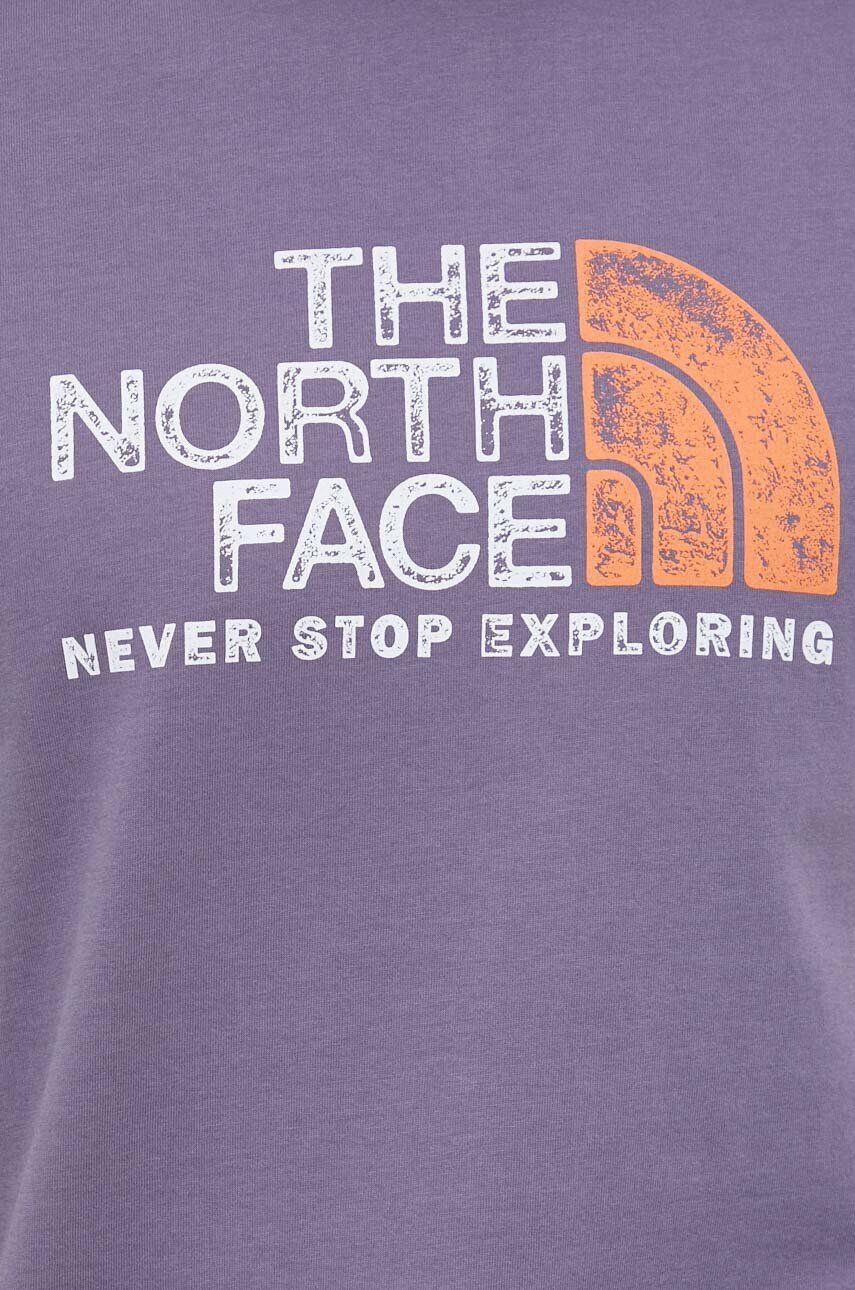 The North Face Bavlněné tričko fialová barva s potiskem - Pepit.cz