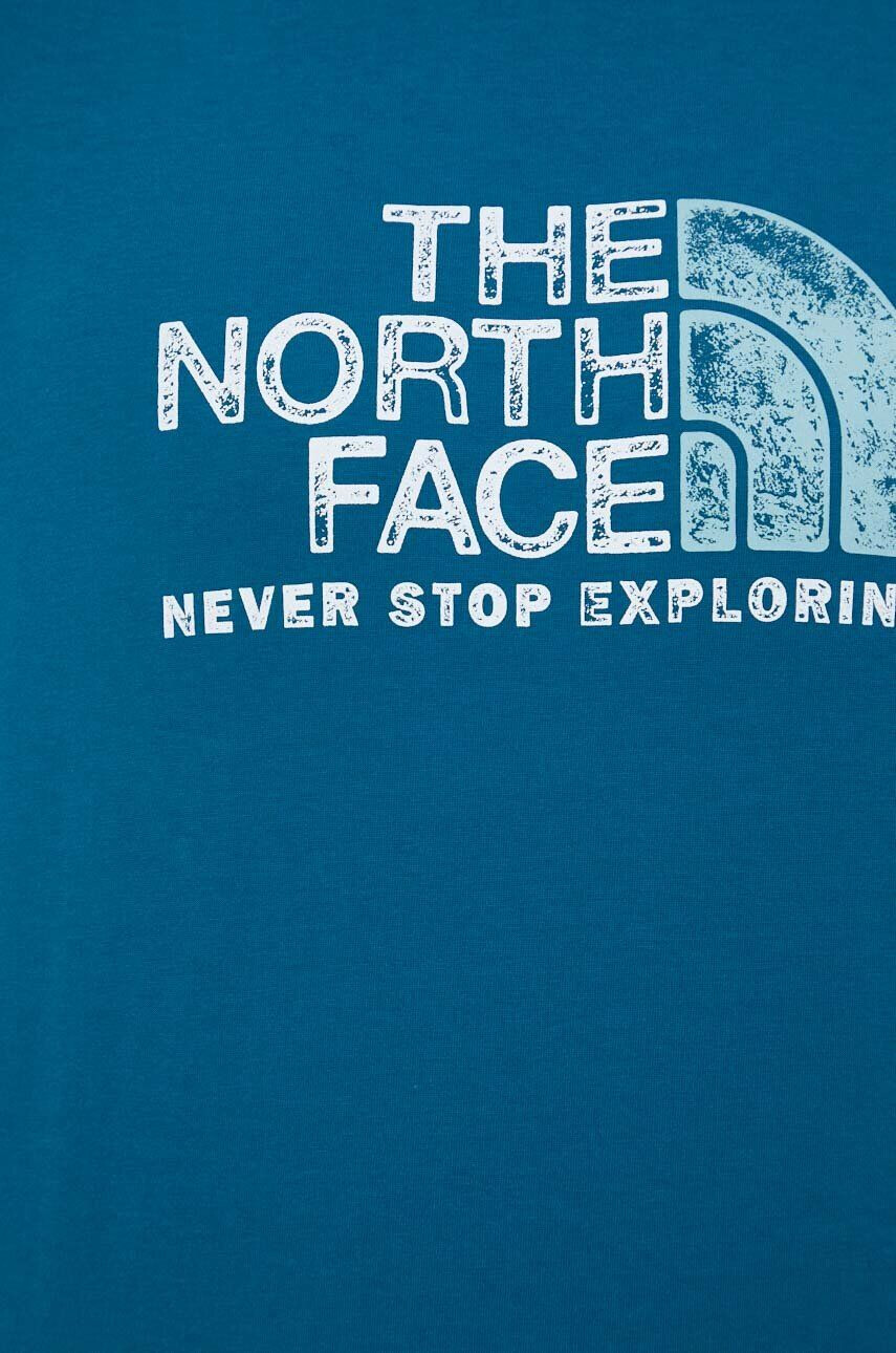 The North Face Bavlněné tričko zelená barva s potiskem - Pepit.cz