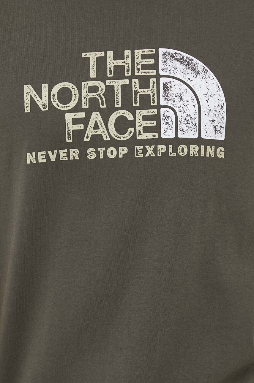 The North Face Bavlněné tričko zelená barva s potiskem - Pepit.cz