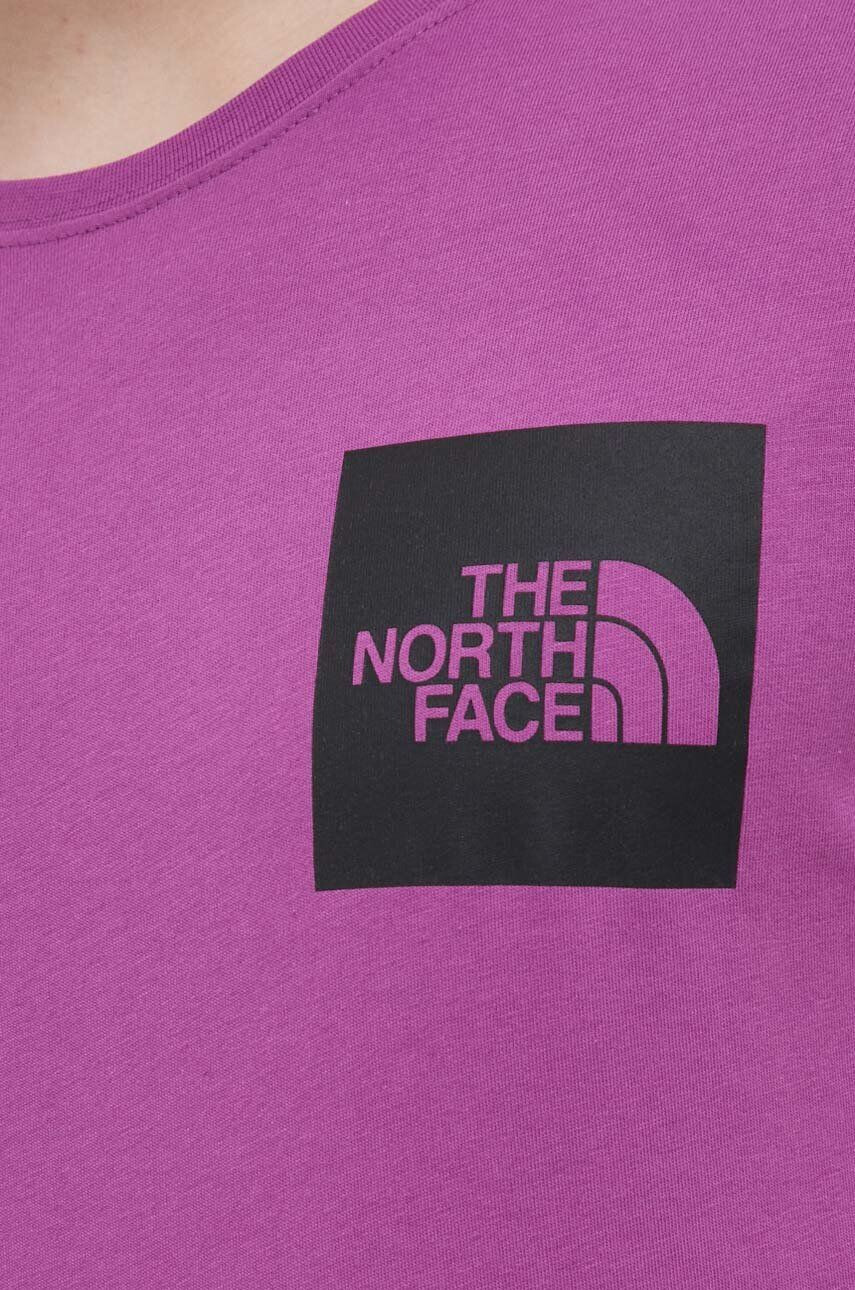 The North Face Bavlněné tričko fialová barva s potiskem - Pepit.cz