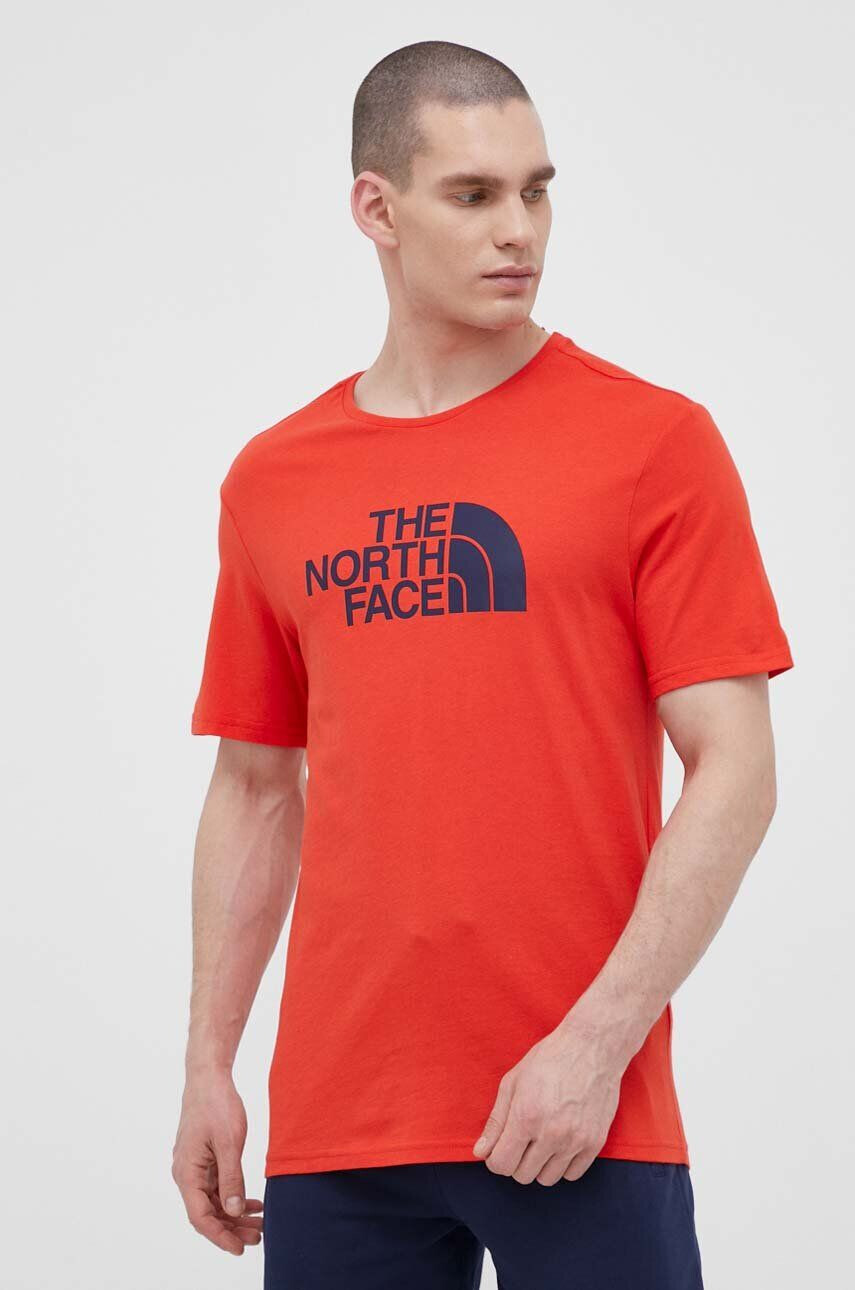 The North Face Bavlněné tričko červená barva s potiskem - Pepit.cz