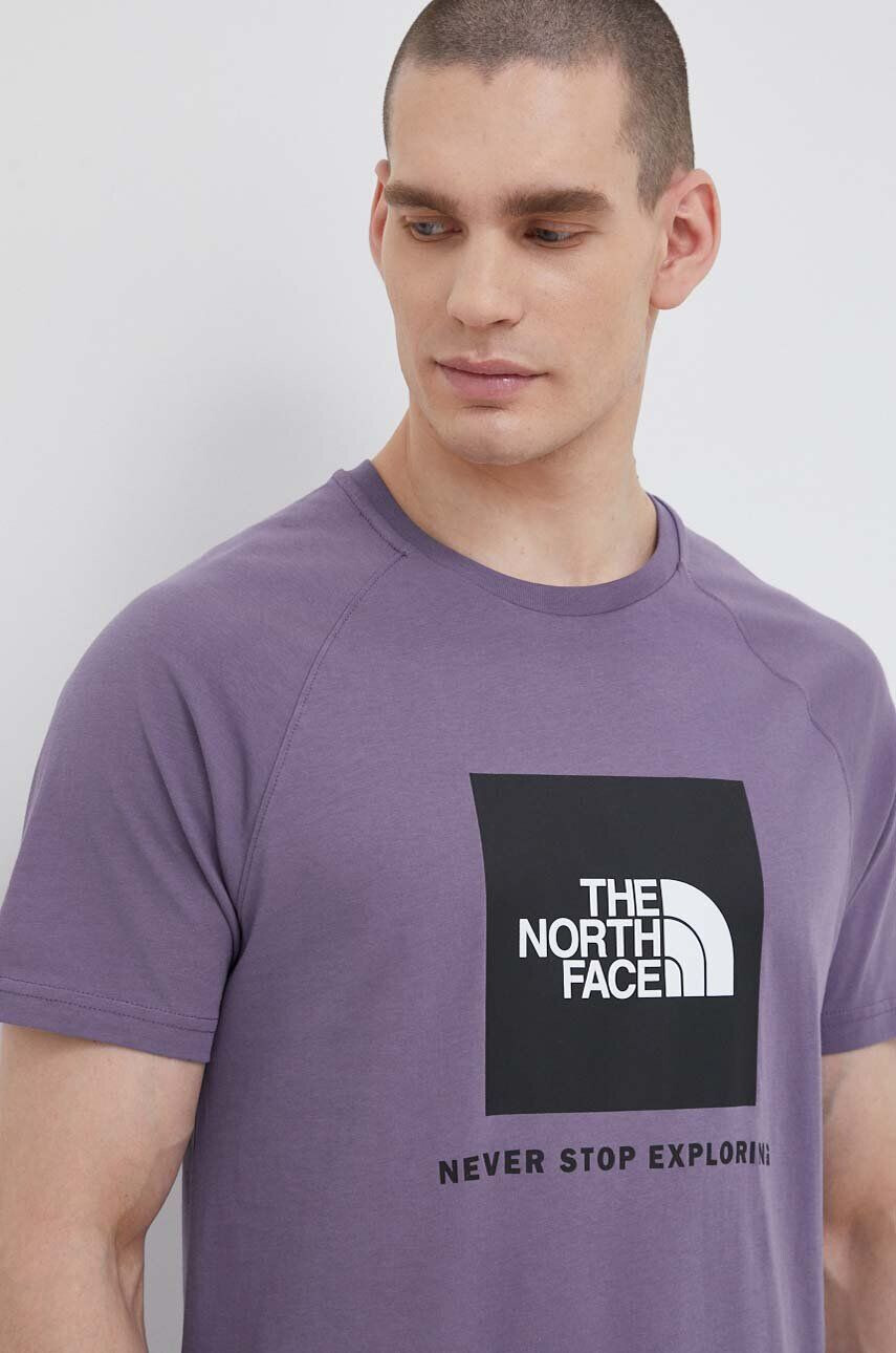 The North Face Bavlněné tričko fialová barva s potiskem - Pepit.cz