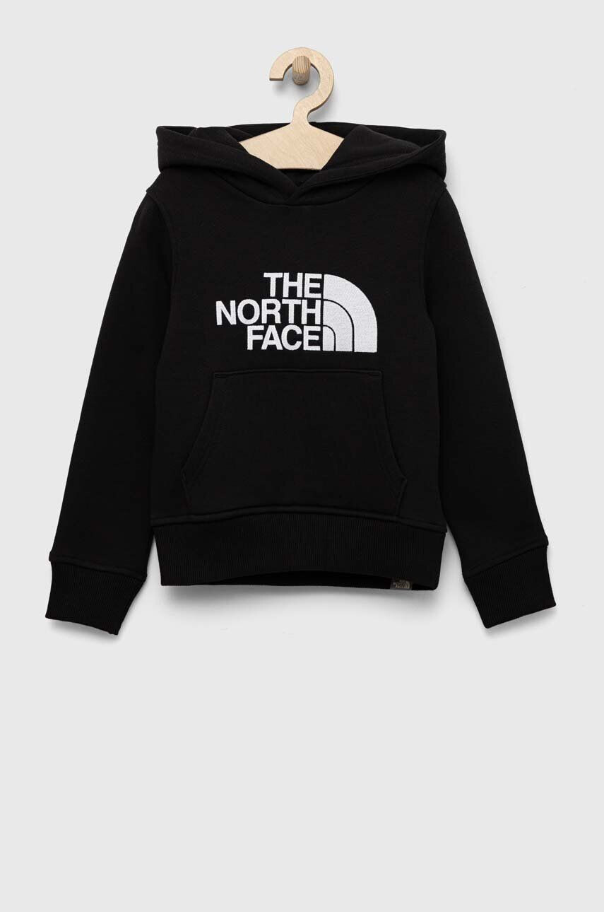 The North Face Dětská mikina černá barva s kapucí s potiskem - Pepit.cz