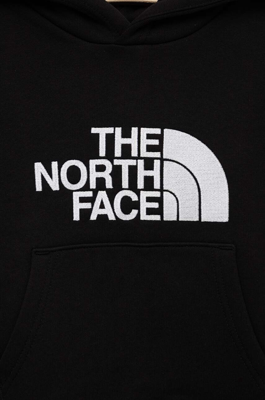 The North Face Dětská mikina černá barva s kapucí s potiskem - Pepit.cz