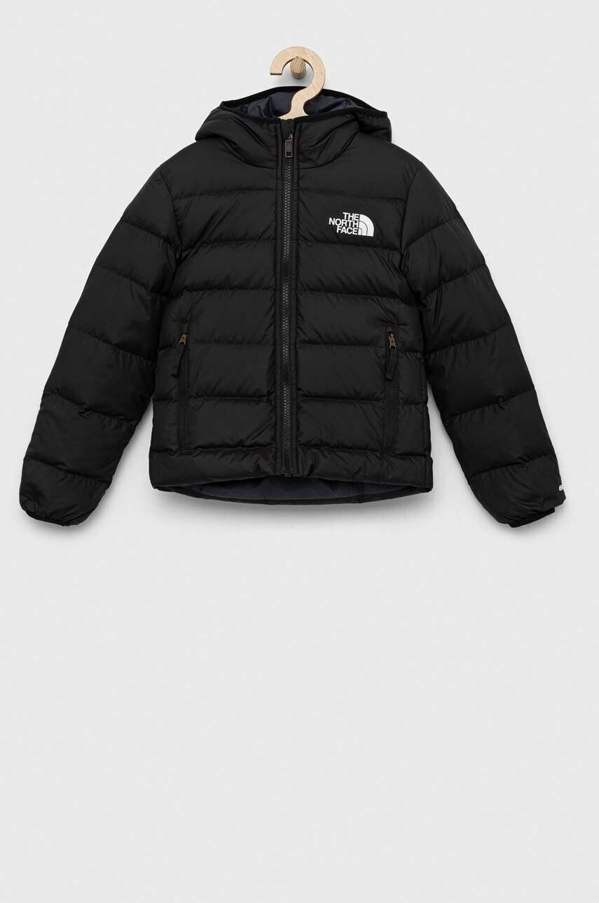 The North Face Dětská péřová bunda REVERSIBLE NORTH DOWN HOODED JACKET černá barva - Pepit.cz