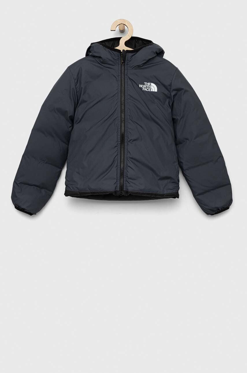 The North Face Dětská péřová bunda REVERSIBLE NORTH DOWN HOODED JACKET černá barva - Pepit.cz