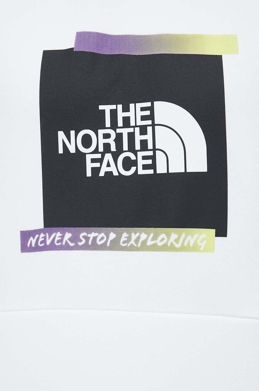 The North Face Mikina pánská bílá barva s kapucí s potiskem - Pepit.cz