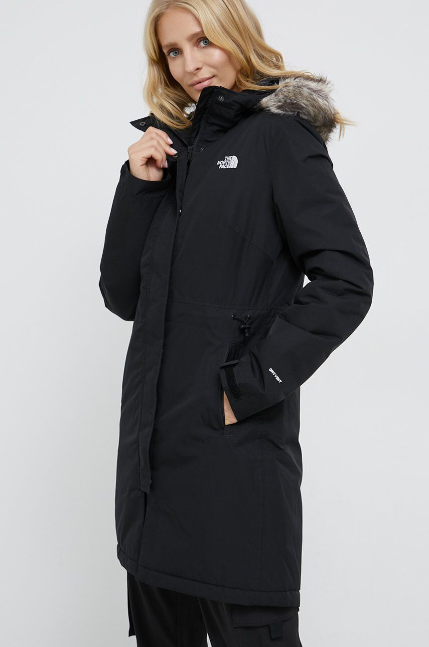 The North Face Parka W RECYCLED ZANECK PARKA dámská černá barva přechodná - Pepit.cz