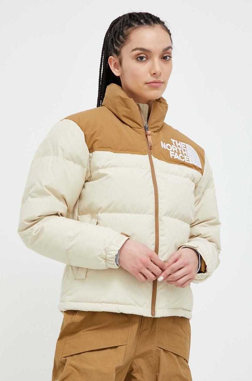 The North Face Péřová bunda 92 LOW-FI HI-TEK NUPTSE JACKET dámská béžová barva zimní - Pepit.cz