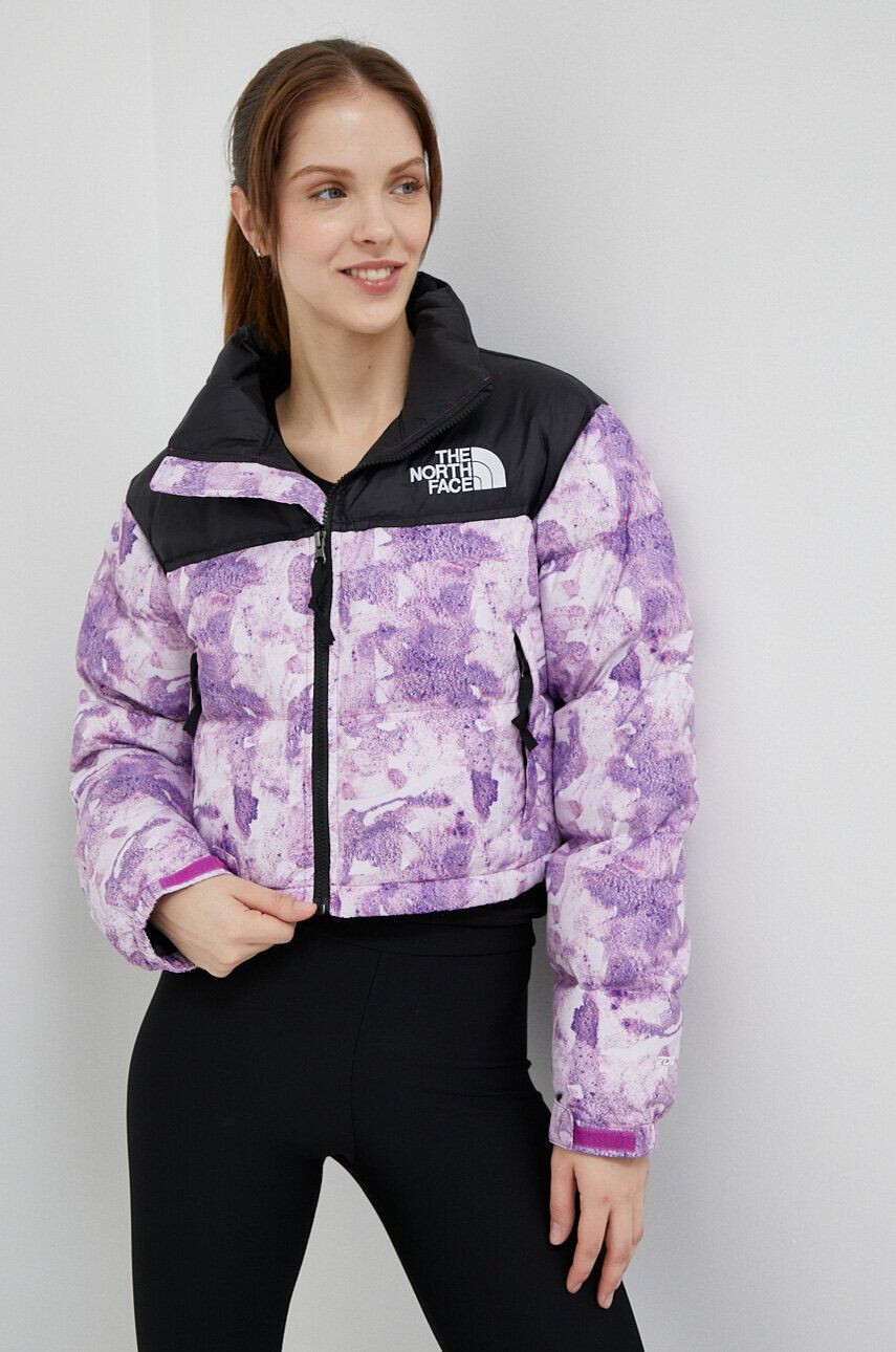 The North Face Péřová bunda NUPTSE SHORT JACKET dámská fialová barva zimní - Pepit.cz