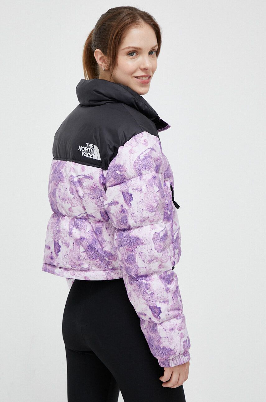 The North Face Péřová bunda NUPTSE SHORT JACKET dámská fialová barva zimní - Pepit.cz