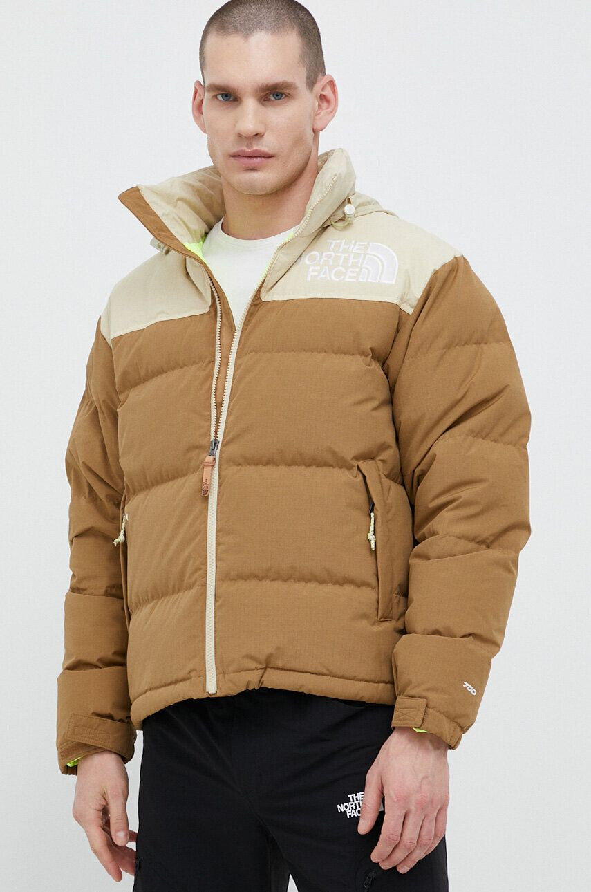 The North Face Péřová sportovní bunda 92 Low-Fi Hi-Tek Nuptse hnědá barva - Pepit.cz