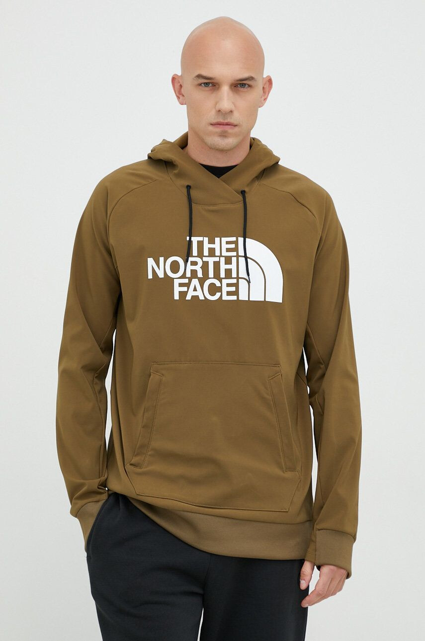 The North Face Sportovní mikina Tekno zelená barva s kapucí s potiskem - Pepit.cz