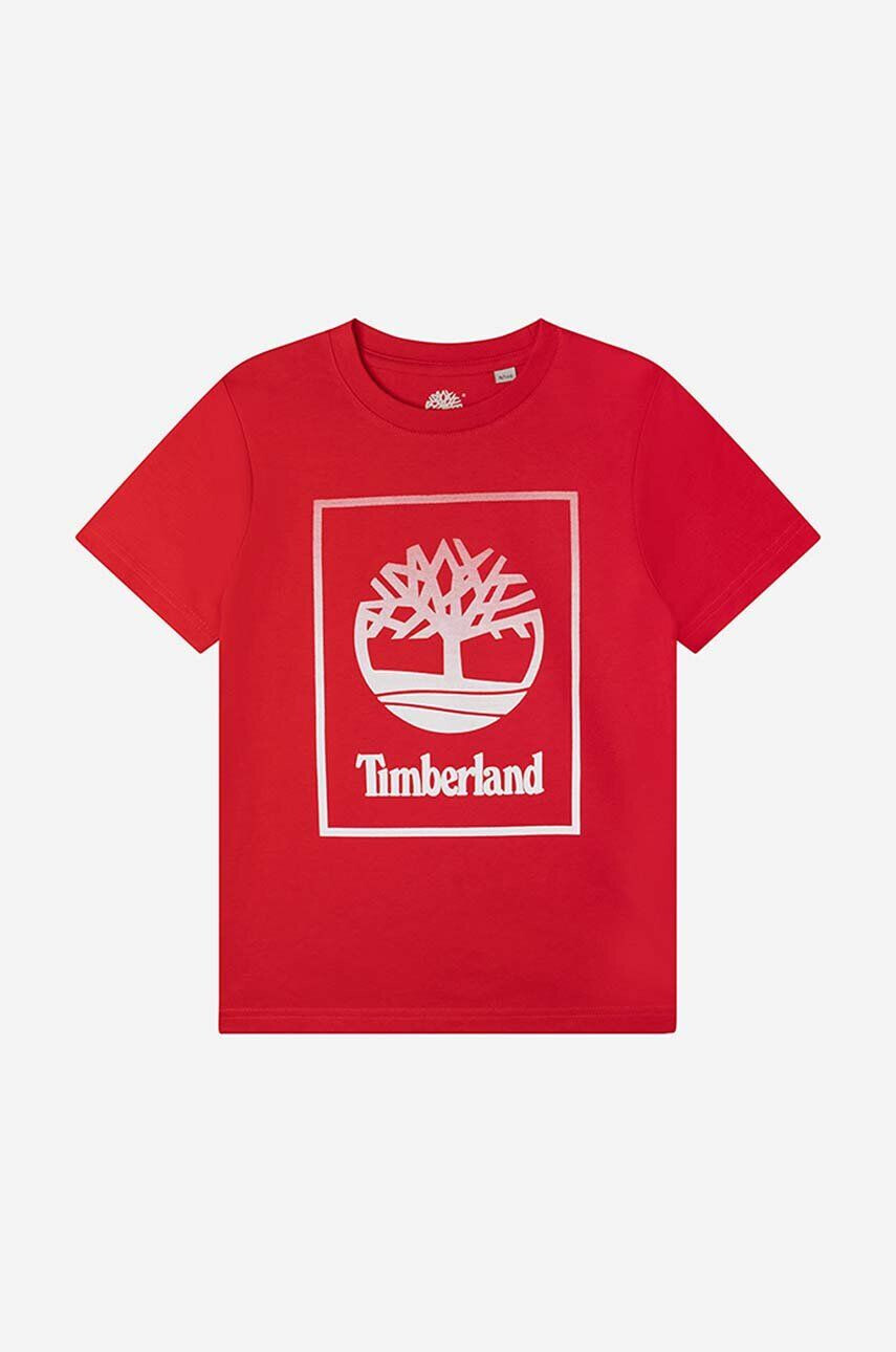 Timberland Dětské bavlněné tričko Short Sleeves Tee-shirt červená barva s potiskem - Pepit.cz