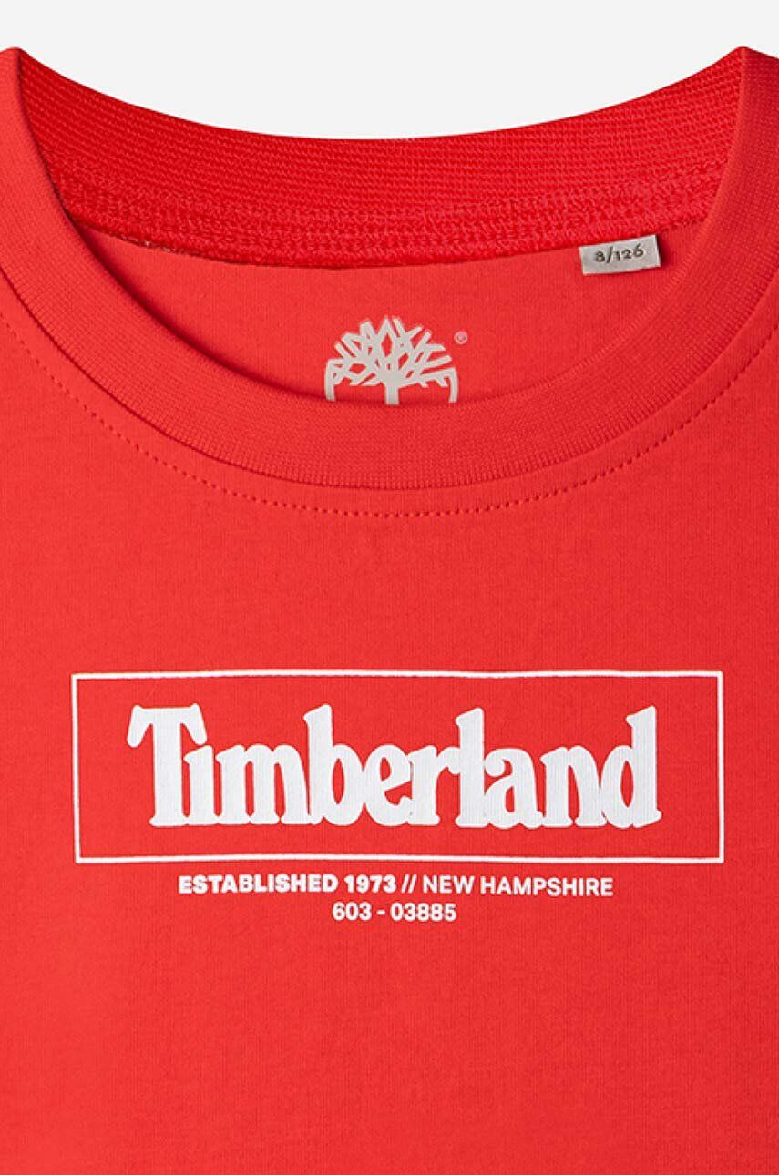 Timberland Dětské bavlněné tričko Short Sleeves Tee-shirt červená barva s potiskem - Pepit.cz