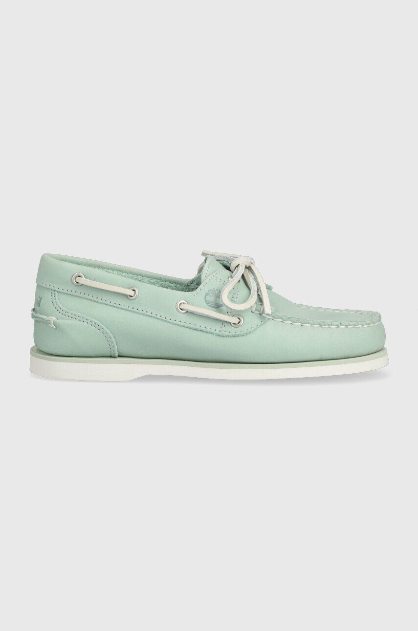 Timberland Semišové mokasíny Classic Boat dámské zelená barva na plochém podpatku TB0A2N83D801 - Pepit.cz