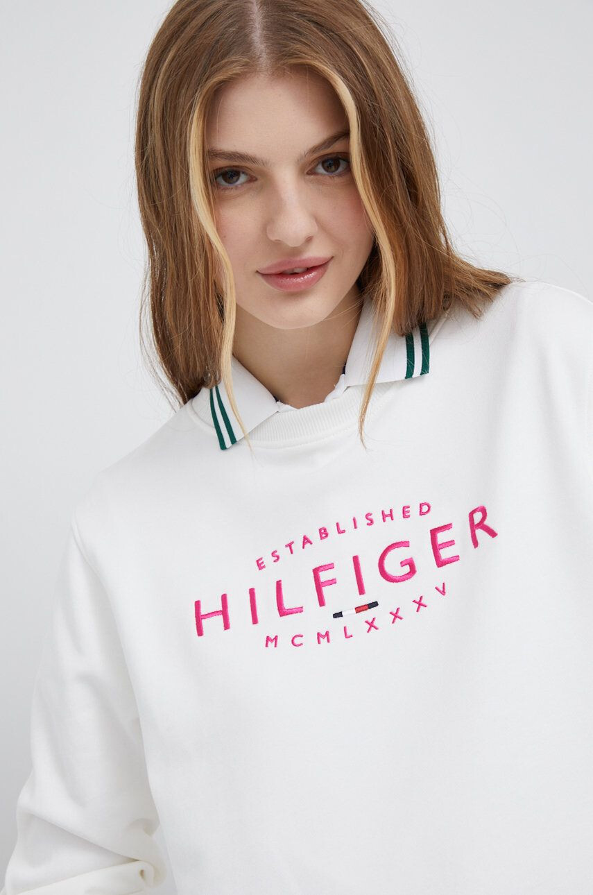 Tommy Hilfiger Bavlněná mikina dámská bílá barva s aplikací - Pepit.cz