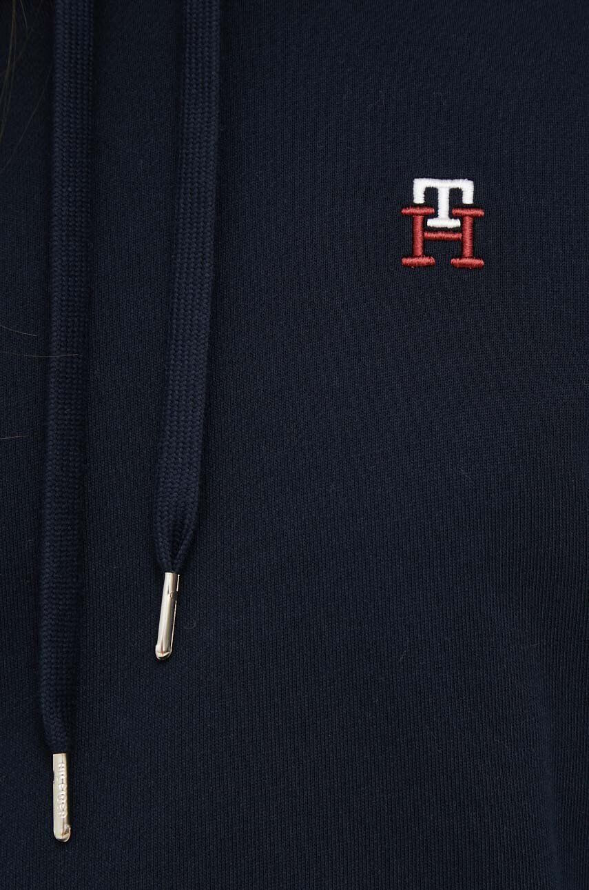 Tommy Hilfiger Bavlněná mikina dámská tmavomodrá barva s kapucí hladká - Pepit.cz