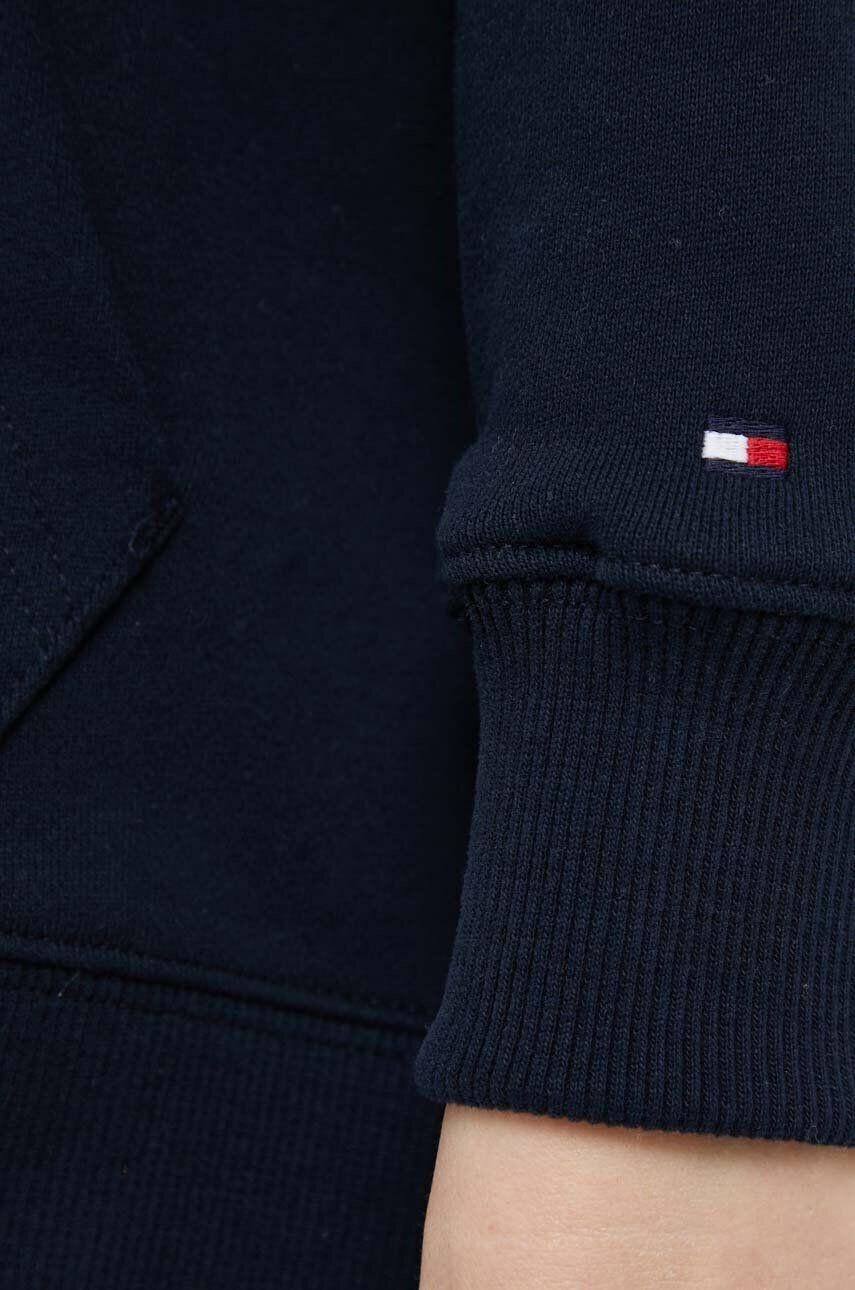 Tommy Hilfiger Bavlněná mikina dámská tmavomodrá barva s kapucí s aplikací - Pepit.cz