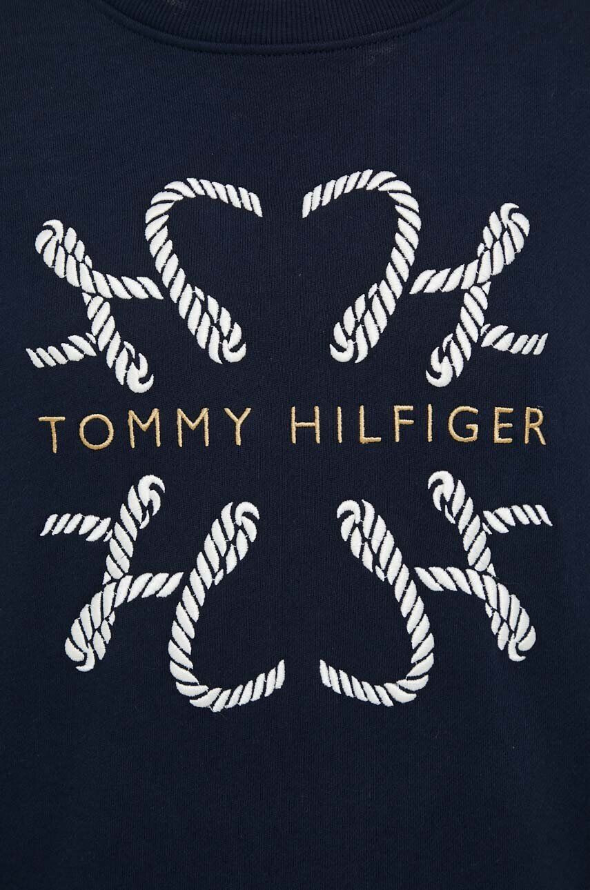 Tommy Hilfiger Bavlněná mikina dámská tmavomodrá barva s aplikací - Pepit.cz