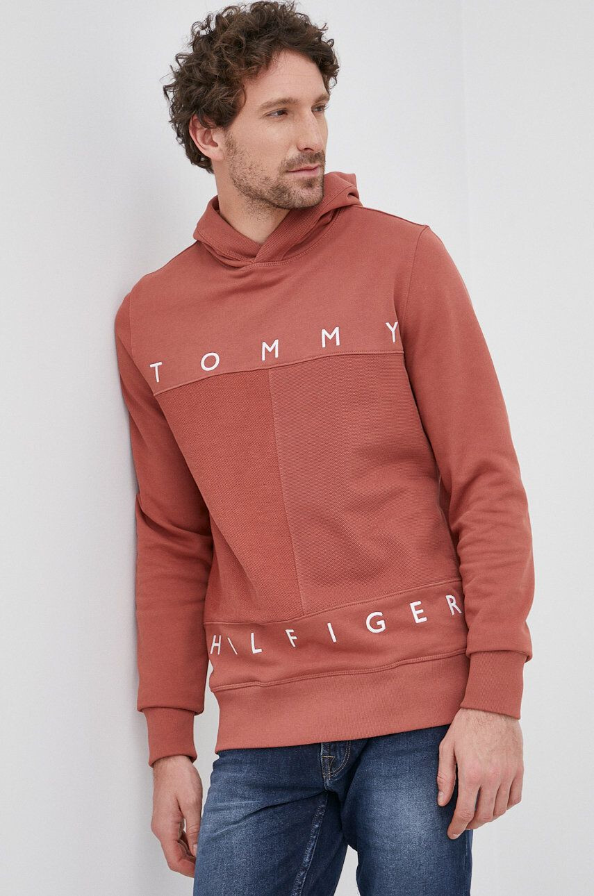 Tommy Hilfiger Bavlněná mikina pánská oranžová barva hladká - Pepit.cz