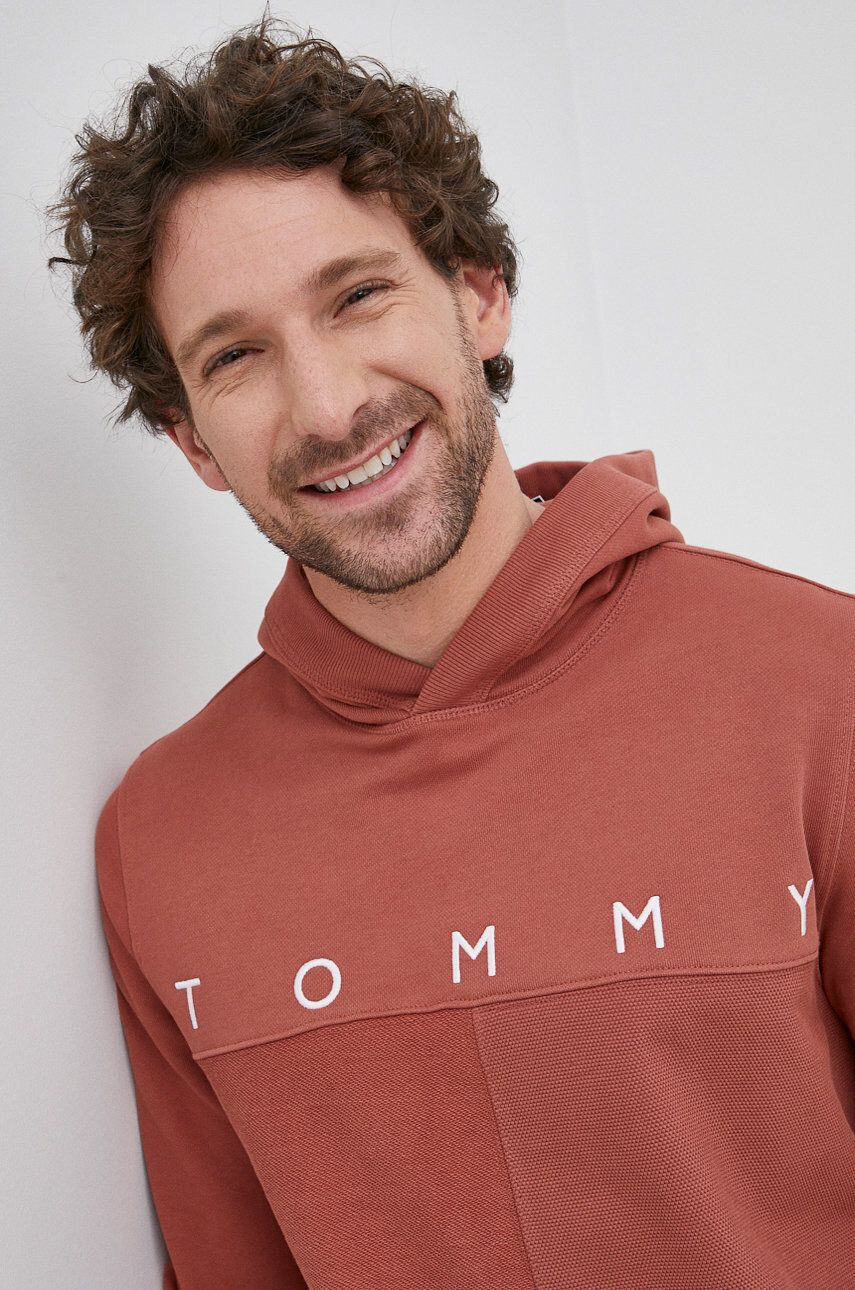 Tommy Hilfiger Bavlněná mikina pánská oranžová barva hladká - Pepit.cz