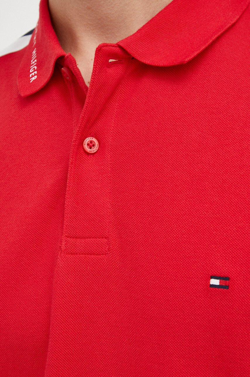 Tommy Hilfiger Bavlněné polo tričko červená barva s aplikací - Pepit.cz