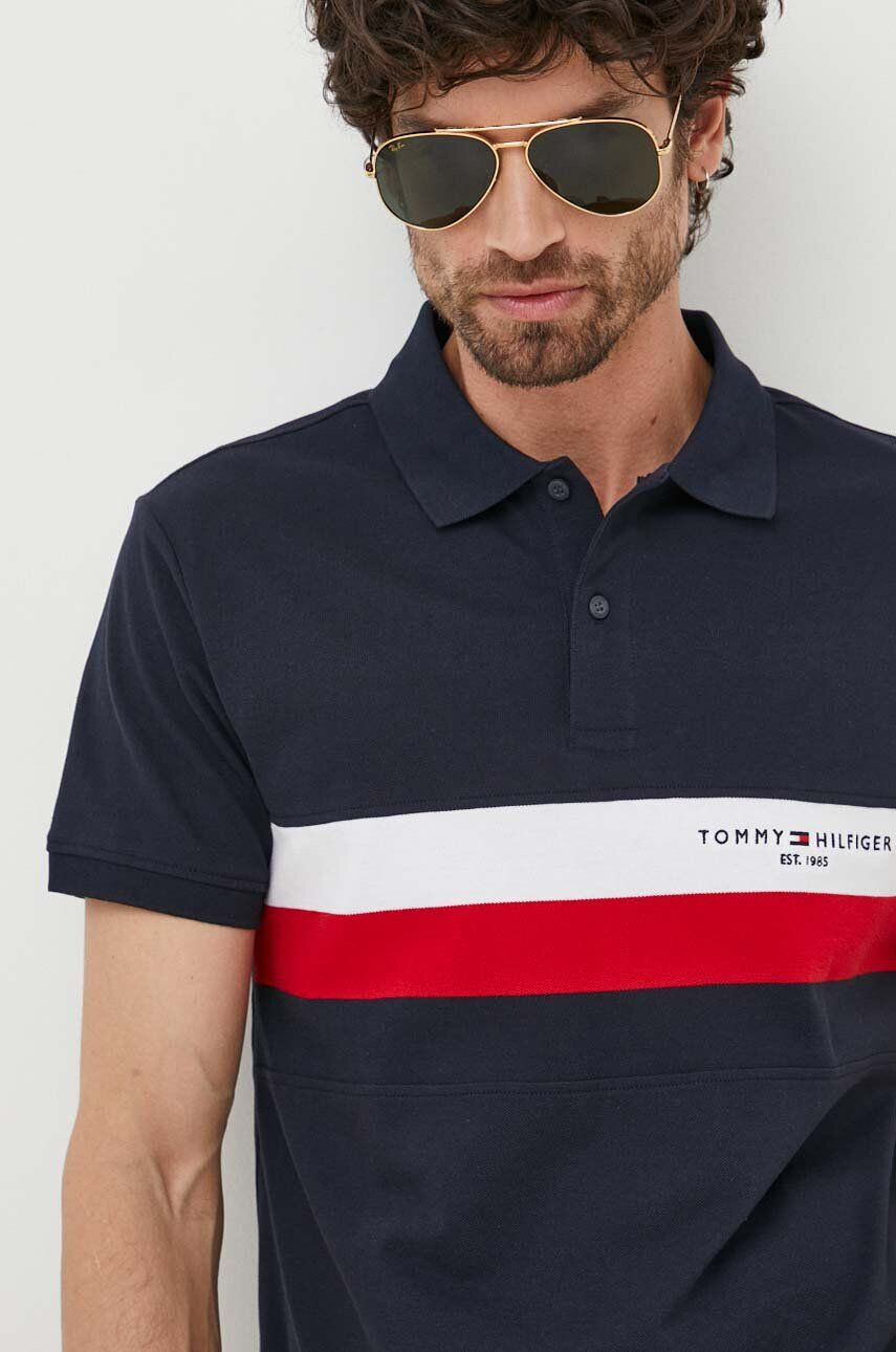 Tommy Hilfiger Bavlněné polo tričko tmavomodrá barva - Pepit.cz