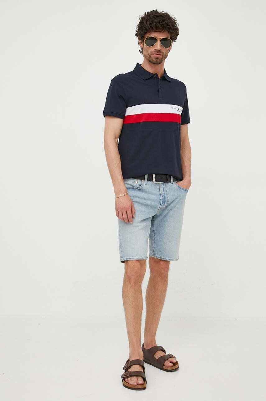 Tommy Hilfiger Bavlněné polo tričko tmavomodrá barva - Pepit.cz