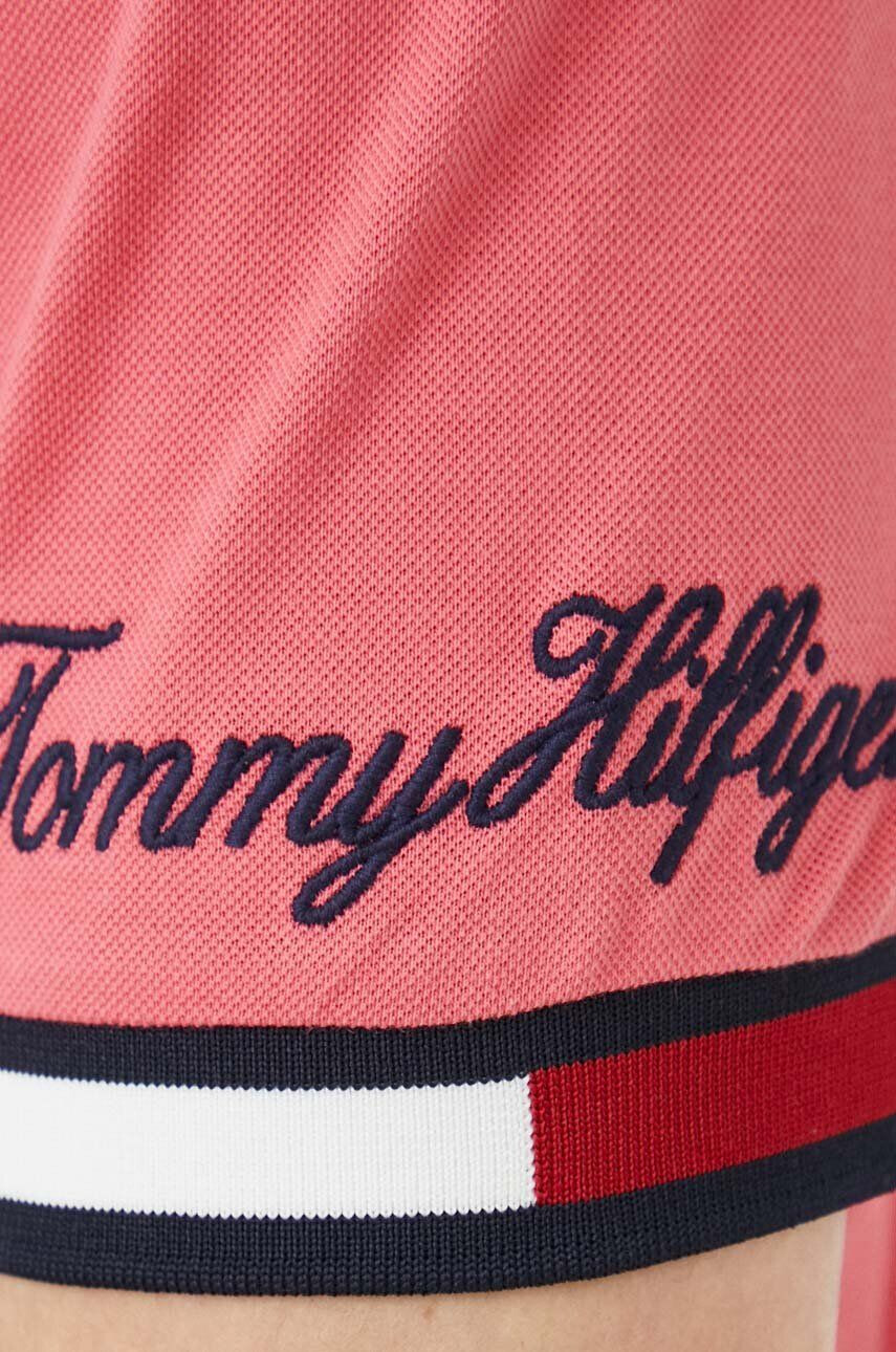 Tommy Hilfiger Bavlněné polo tričko růžová barva s aplikací - Pepit.cz