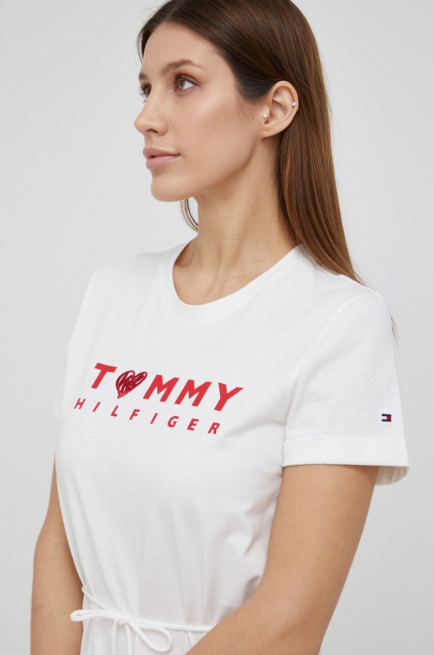 Tommy Hilfiger Bavlněné šaty bílá barva mini jednoduchý - Pepit.cz