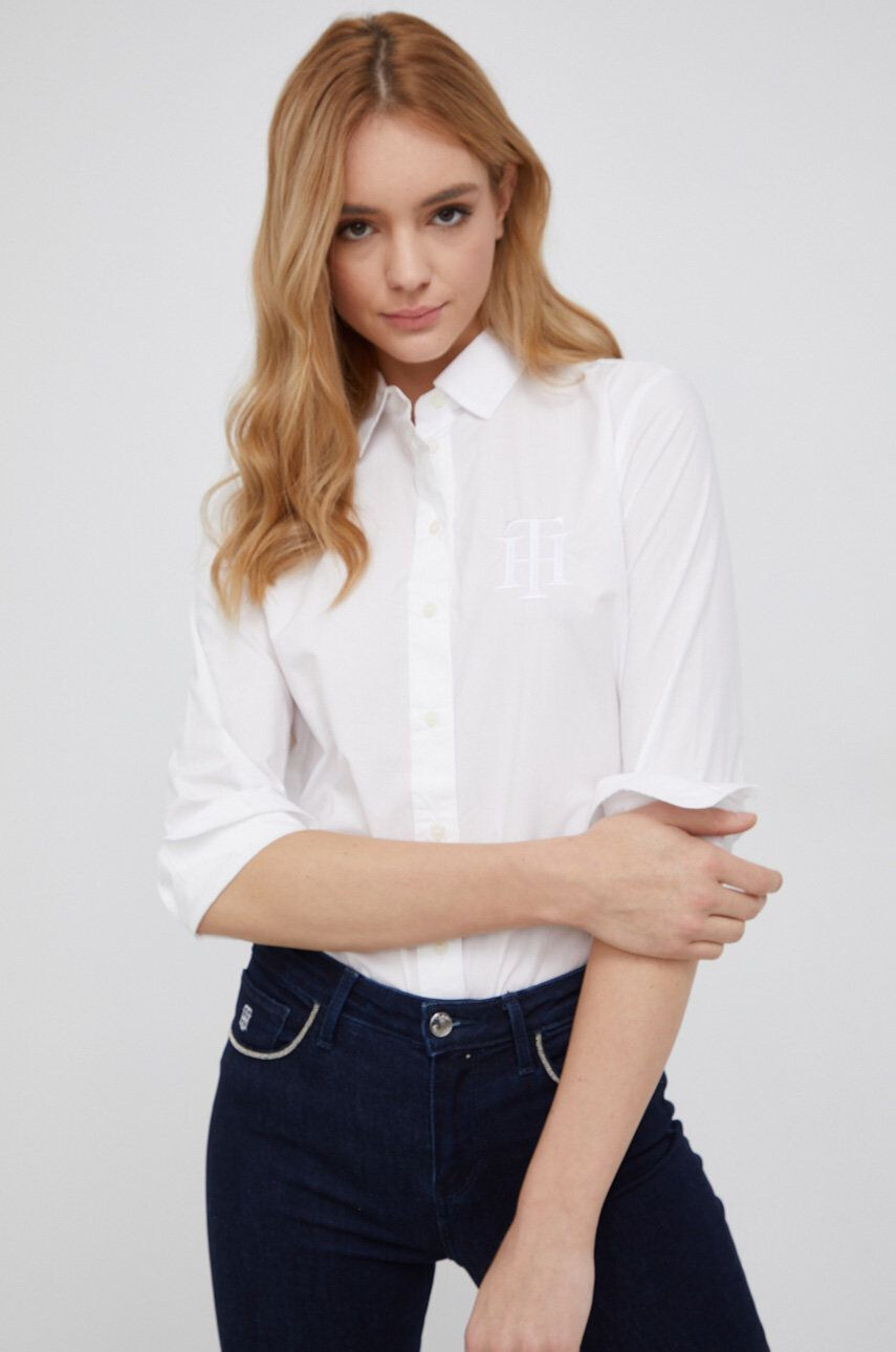 Tommy Hilfiger Bavlněné tričko pánská tmavomodrá barva regular s límečkem button-down - Pepit.cz