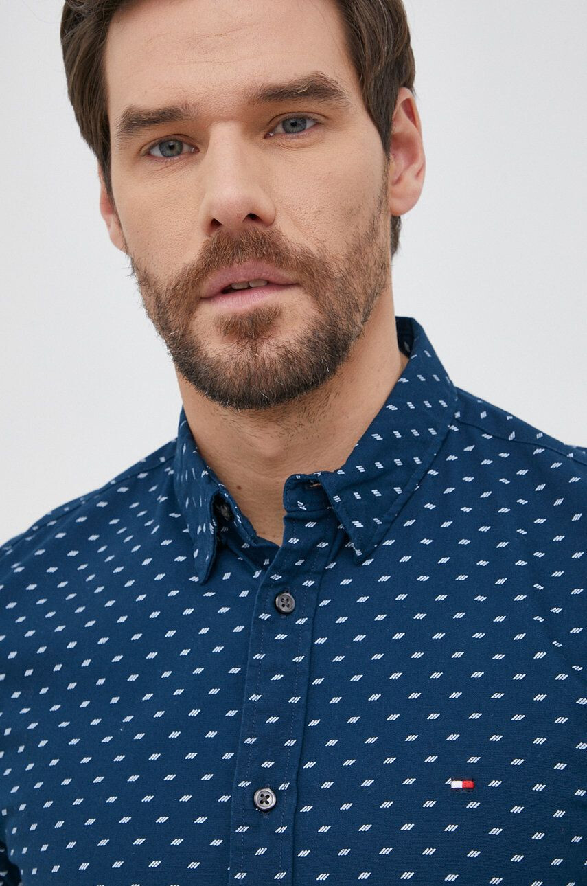 Tommy Hilfiger Bavlněné tričko pánské slim s límečkem button-down - Pepit.cz