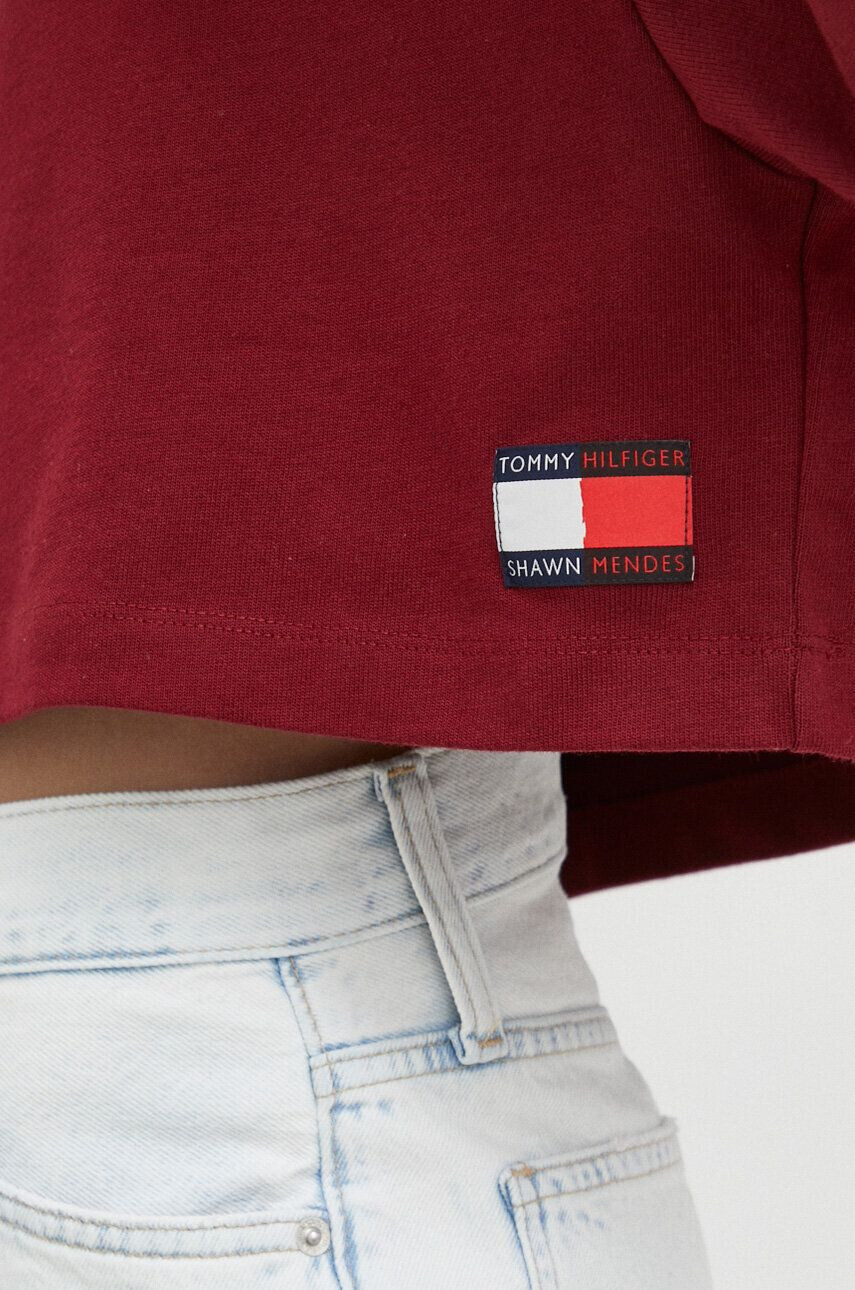 Tommy Hilfiger Bavlněné tričko vínová barva - Pepit.cz