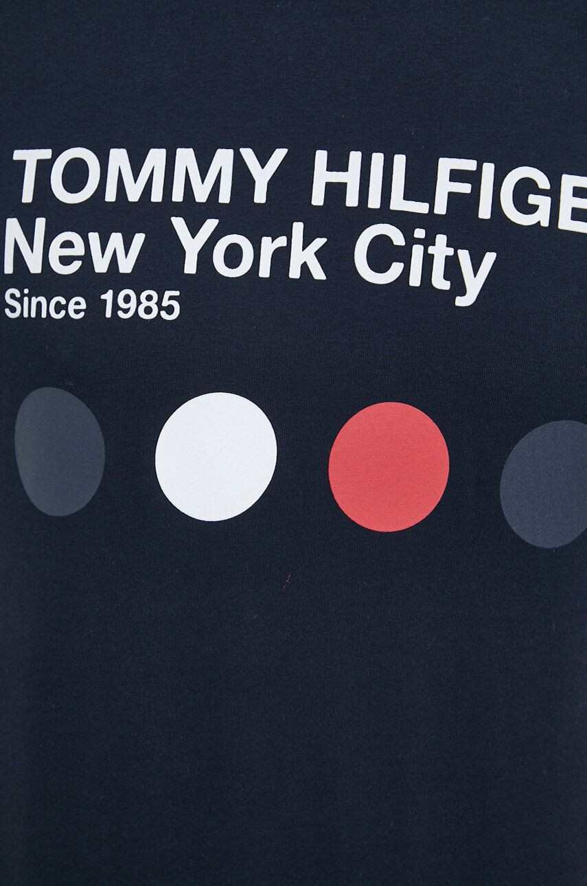 Tommy Hilfiger Bavlněné tričko tmavomodrá barva s potiskem - Pepit.cz