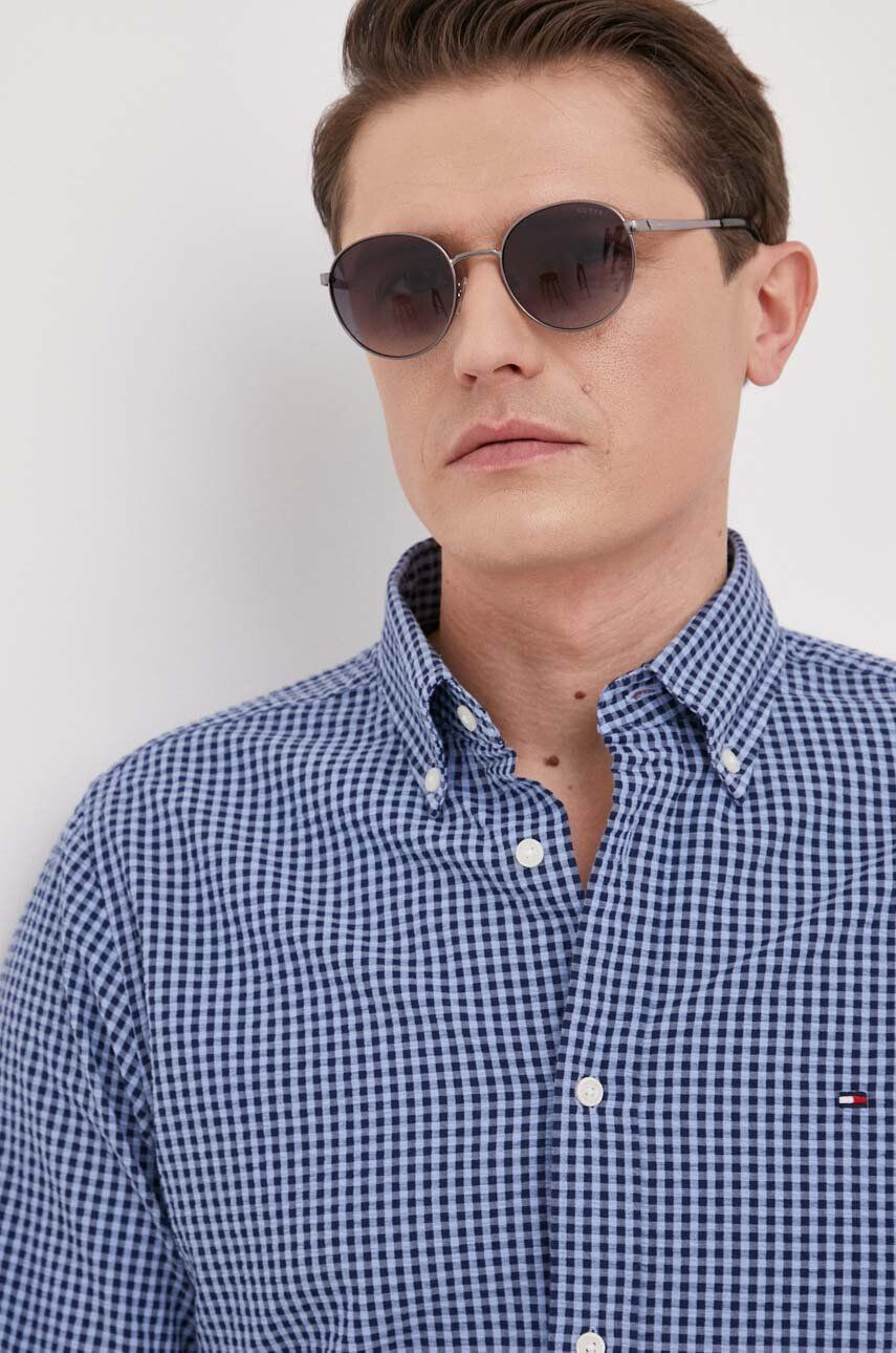 Tommy Hilfiger Bavlněné tričko tmavomodrá barva regular s límečkem button-down - Pepit.cz