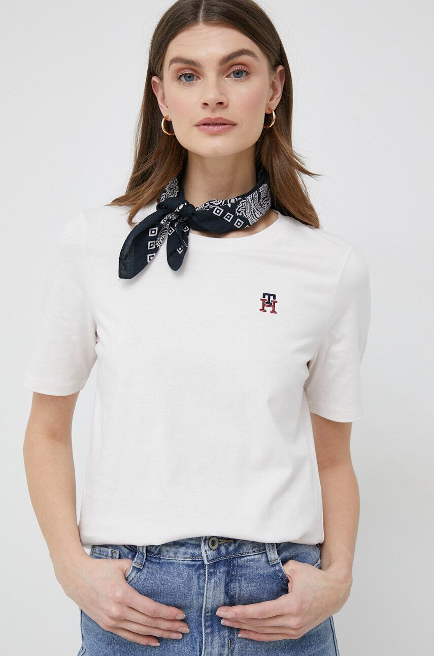 Tommy Hilfiger Bavlněné tričko bílá barva - Pepit.cz