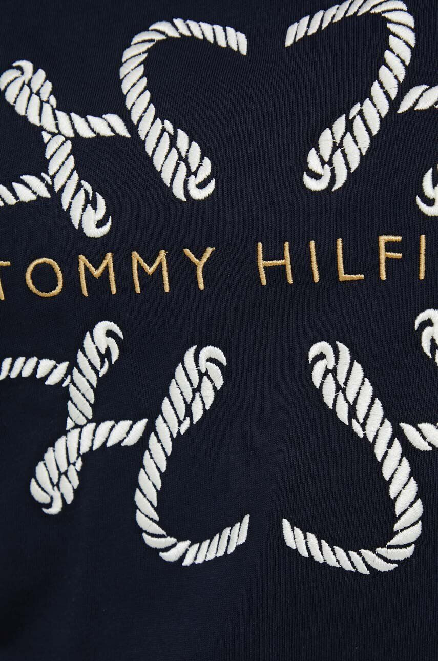 Tommy Hilfiger Bavlněné tričko tmavomodrá barva s potiskem - Pepit.cz