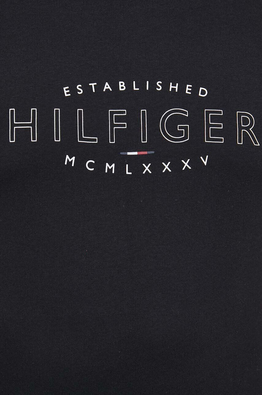 Tommy Hilfiger Bavlněné tričko černá barva s potiskem - Pepit.cz