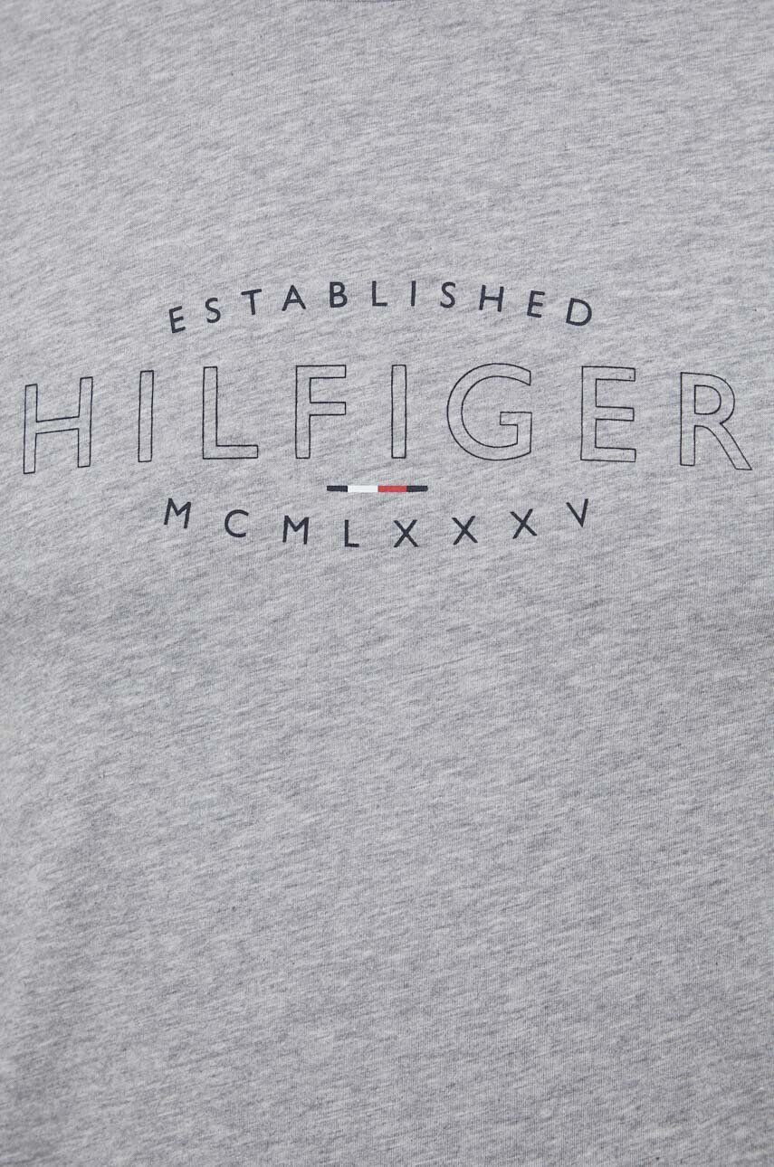 Tommy Hilfiger Bavlněné tričko šedá barva s potiskem - Pepit.cz