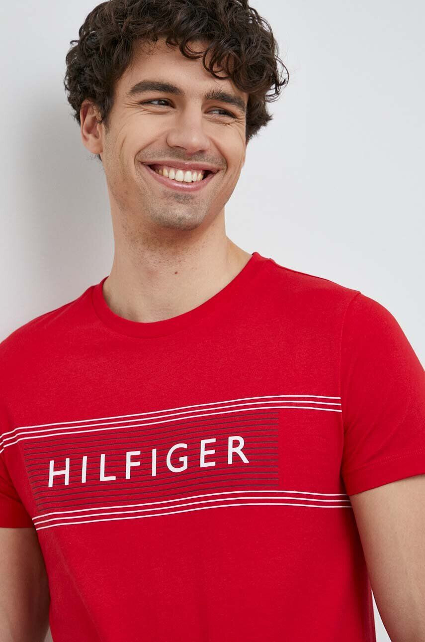 Tommy Hilfiger Bavlněné tričko bílá barva s potiskem - Pepit.cz