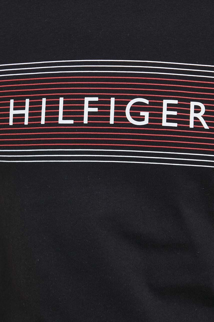 Tommy Hilfiger Bavlněné tričko černá barva s potiskem - Pepit.cz