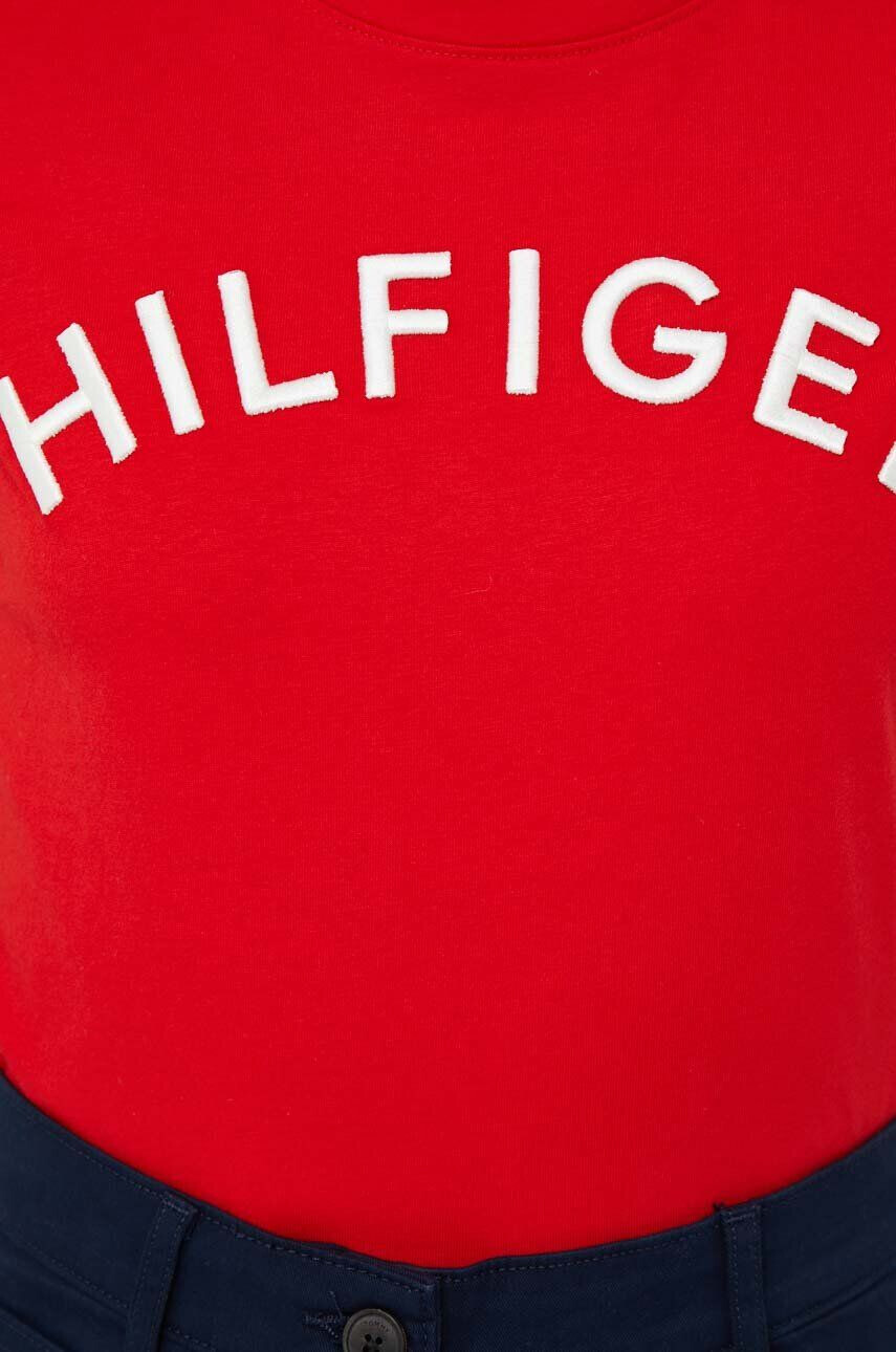 Tommy Hilfiger Bavlněné tričko červená barva - Pepit.cz