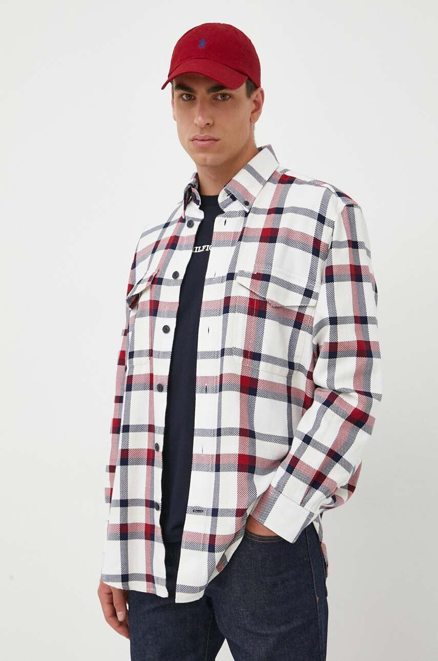 Tommy Hilfiger Košile bílá barva relaxed s límečkem button-down - Pepit.cz