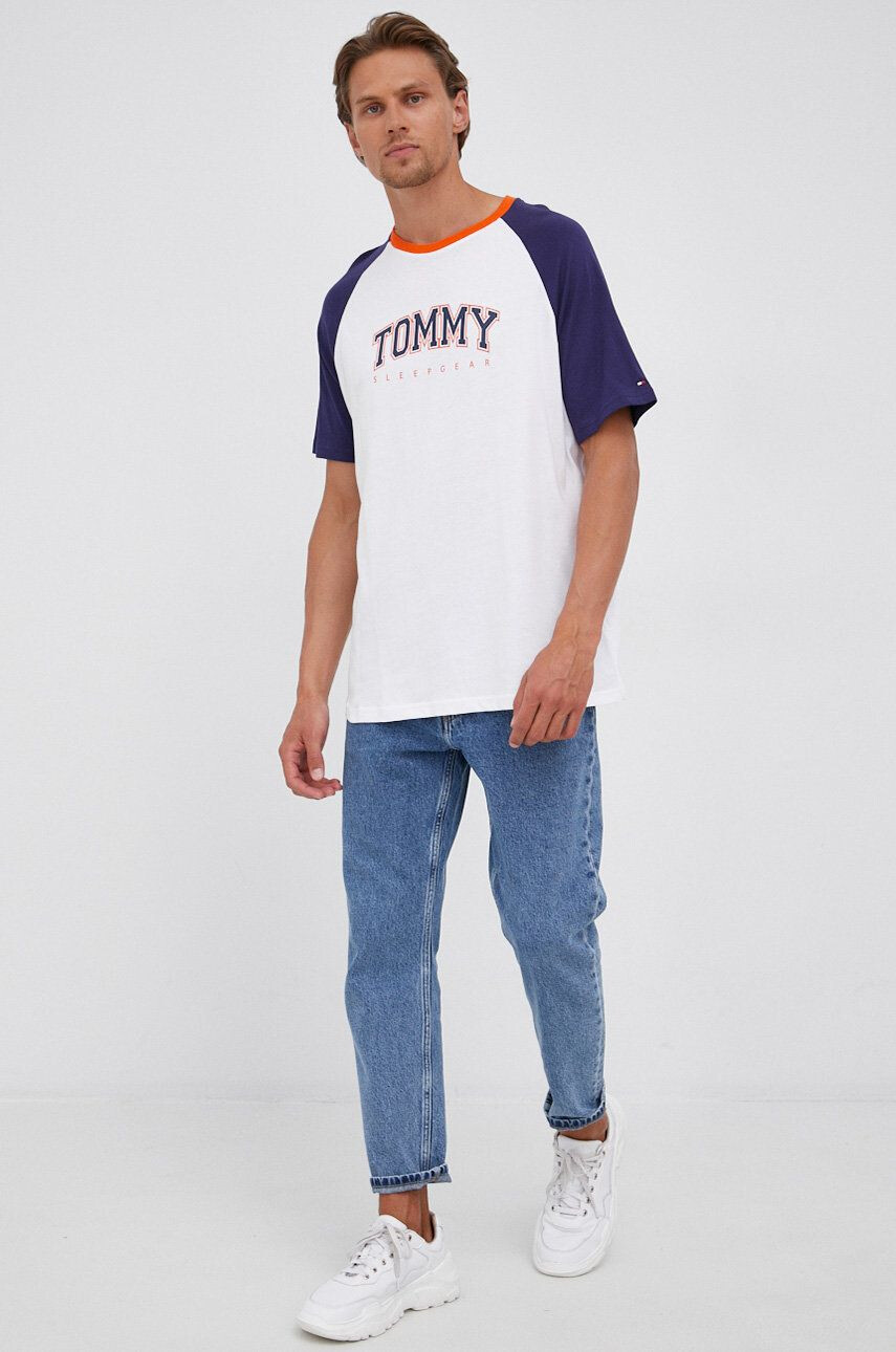 Tommy Hilfiger Bavlněné tričko pánská bílá barva slim s límečkem button-down - Pepit.cz